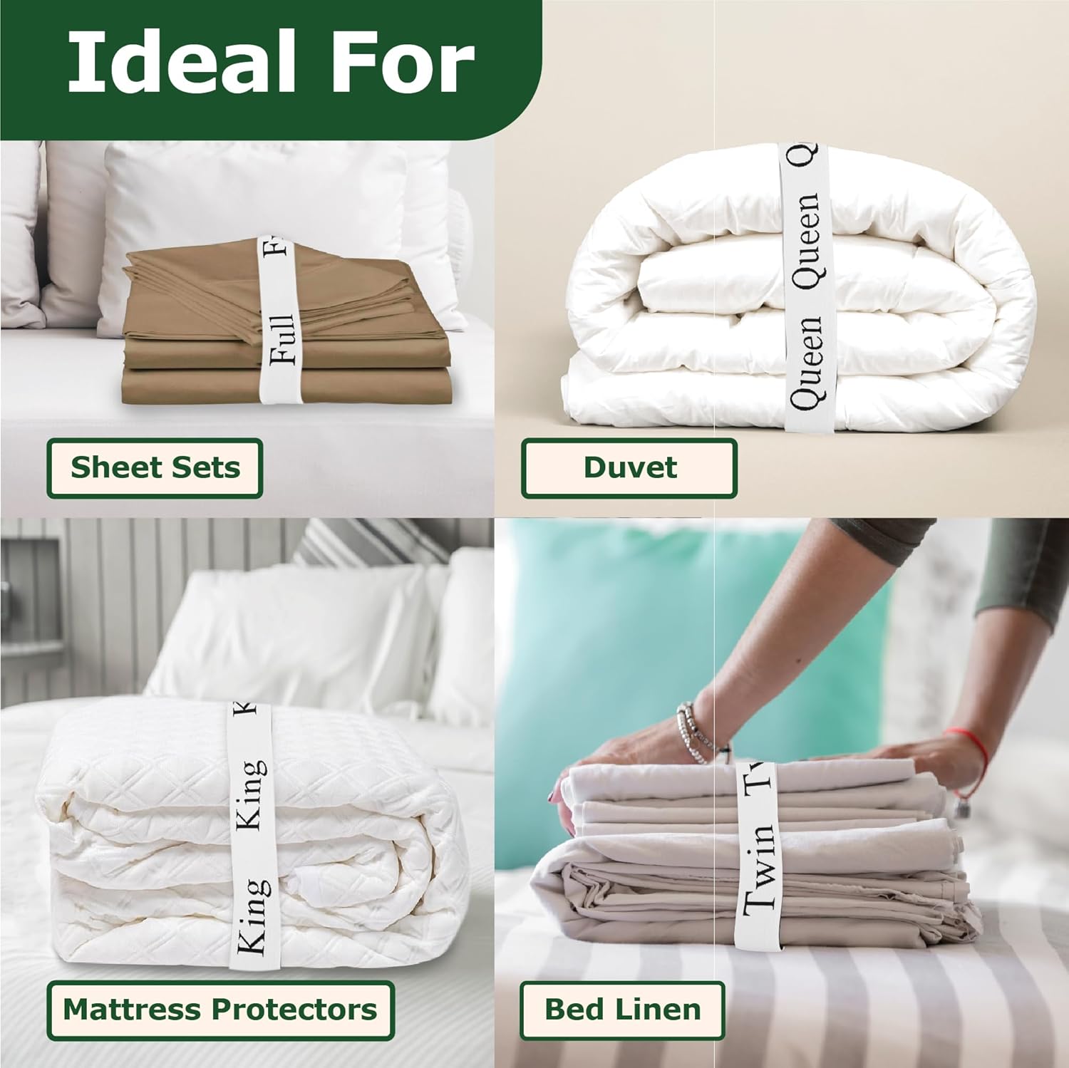 ECOHomes Bed Sheet Organizer Elastic Bands - 2PCS White King