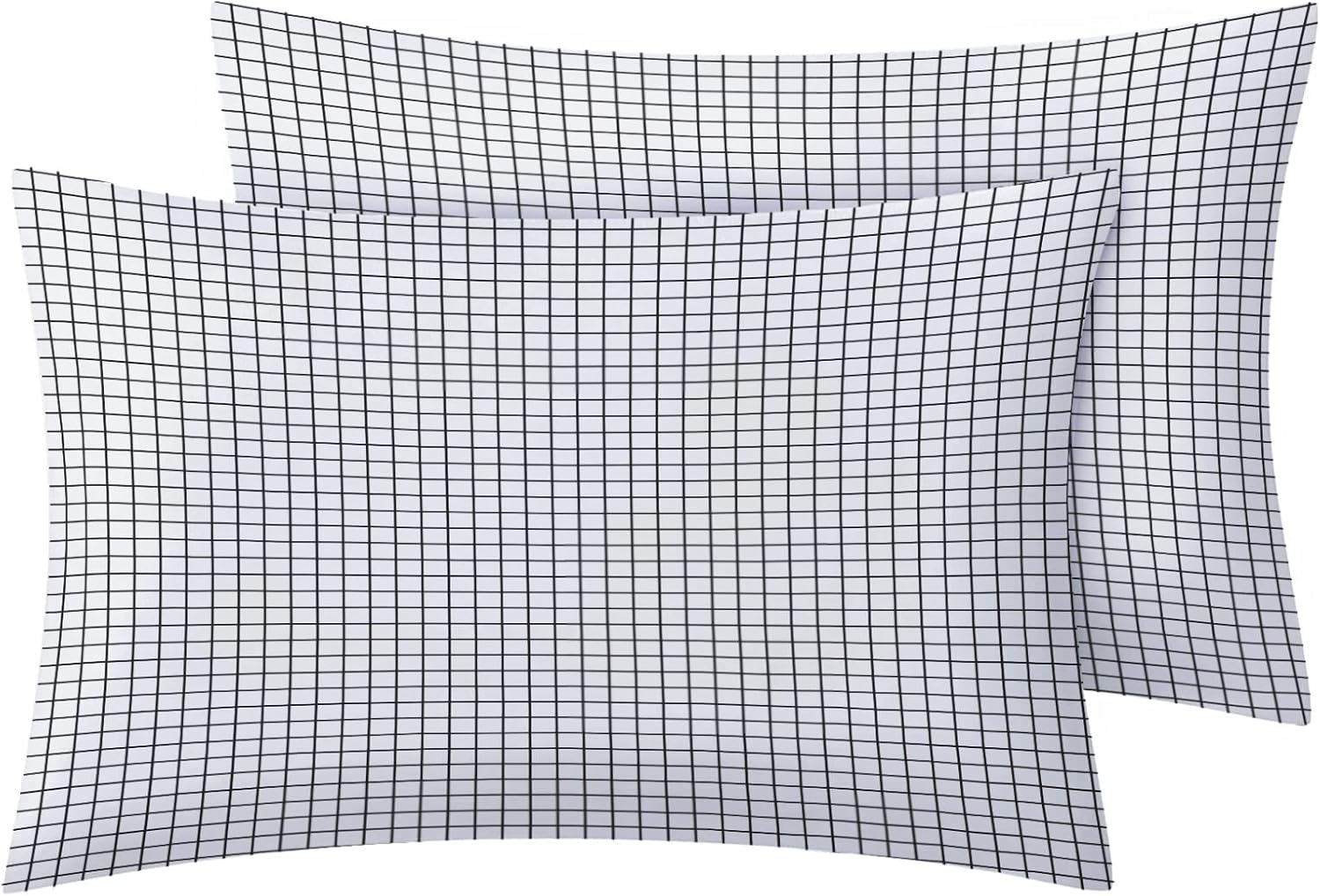 Zcsm Black and White Checked Twin XL Sheet Set 1