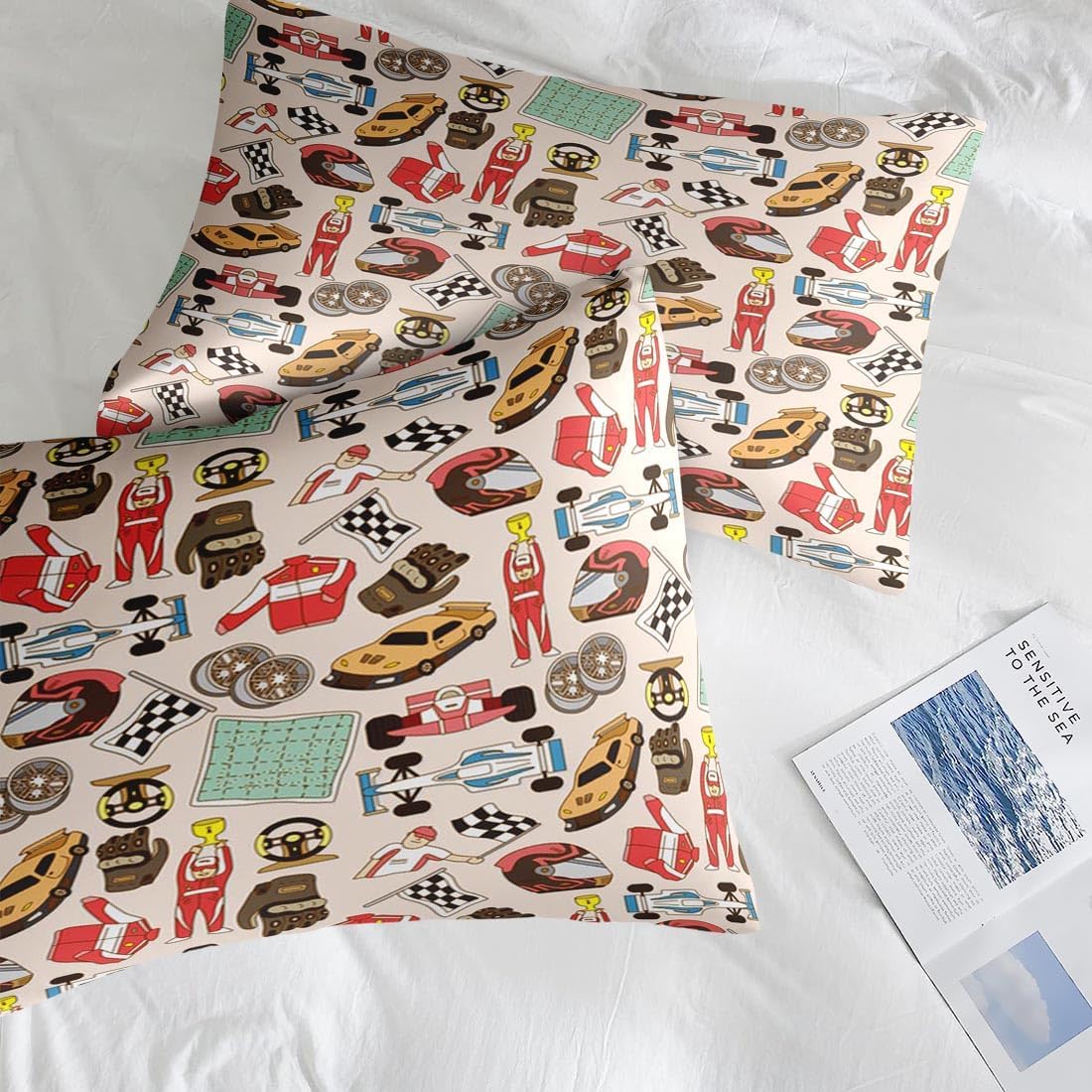 Pamnest Race Car Comforter Set Queen Size 7 Pcs