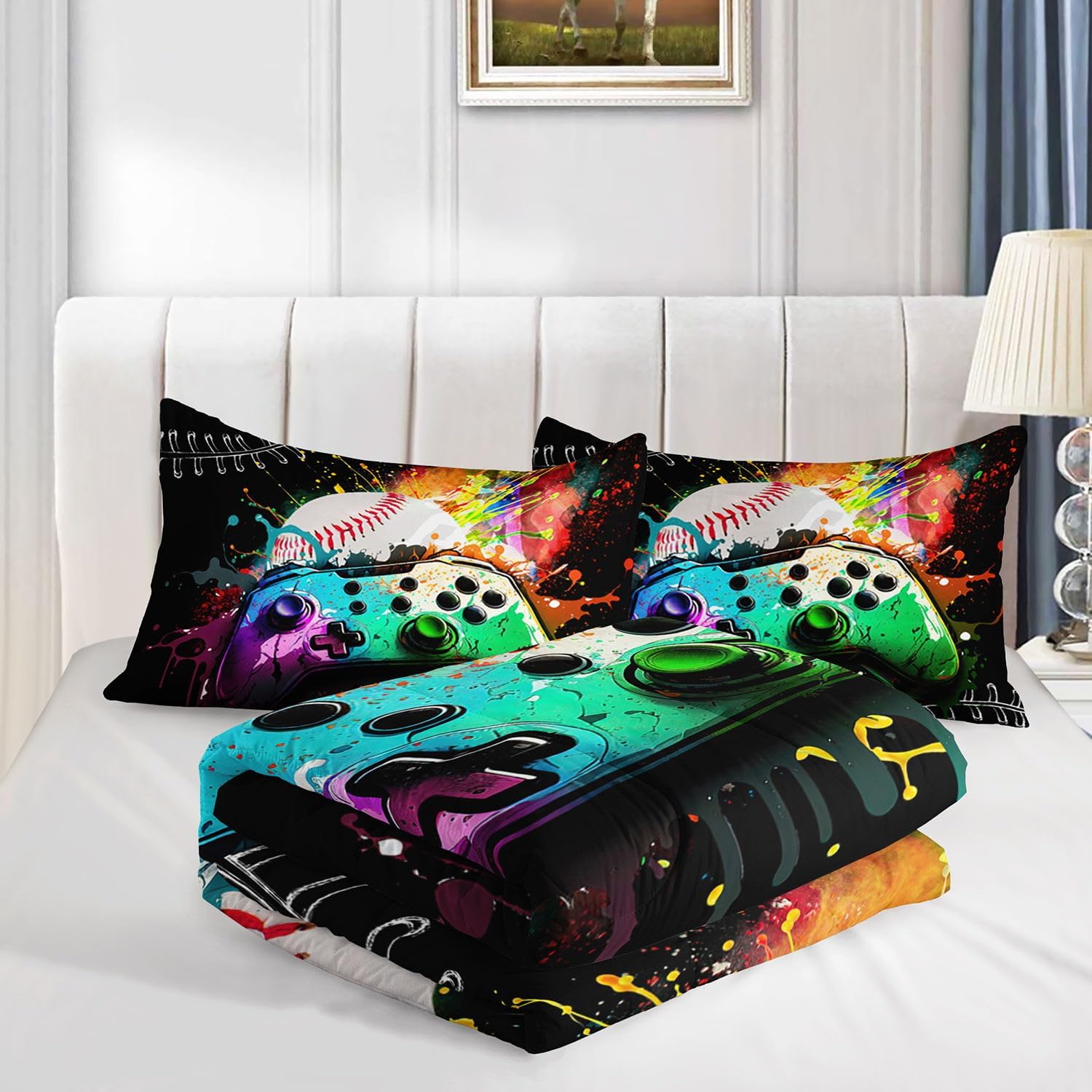 Smell Sunshine Kids Comforter Set Gamepad Baseball