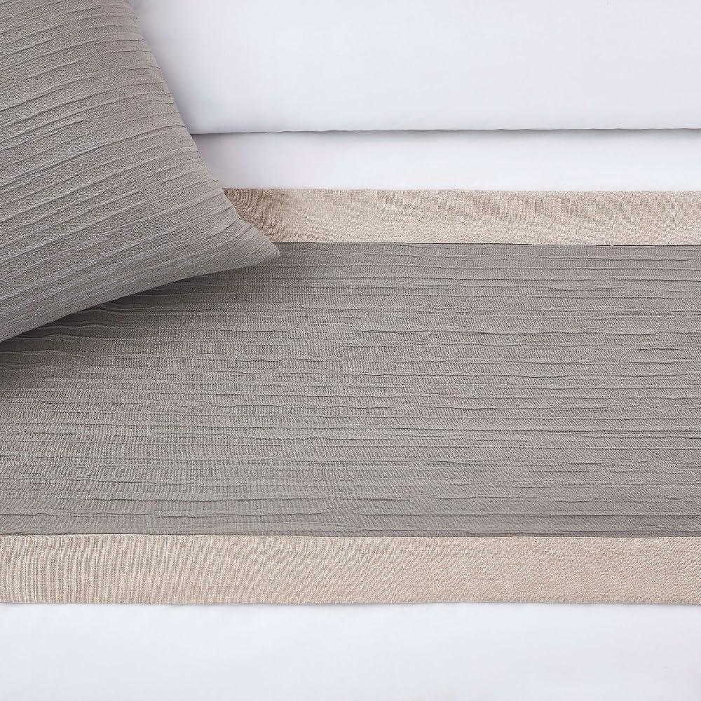 Cotton Linen Bed Runner Queen King Size Grey 210x50cm