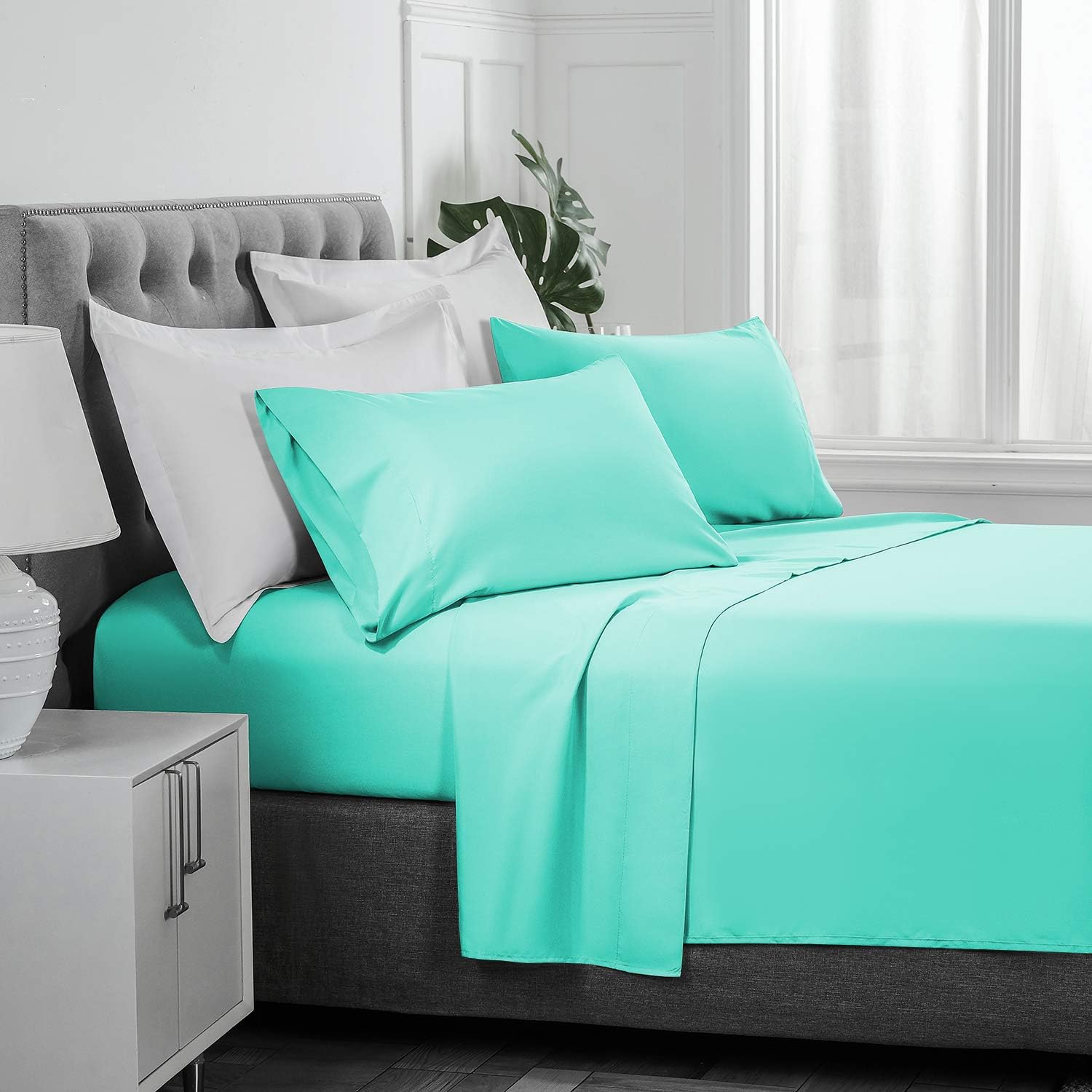 BASIC CHOICE Brushed Microfiber Bed Sheet Set California King 4 Pieces