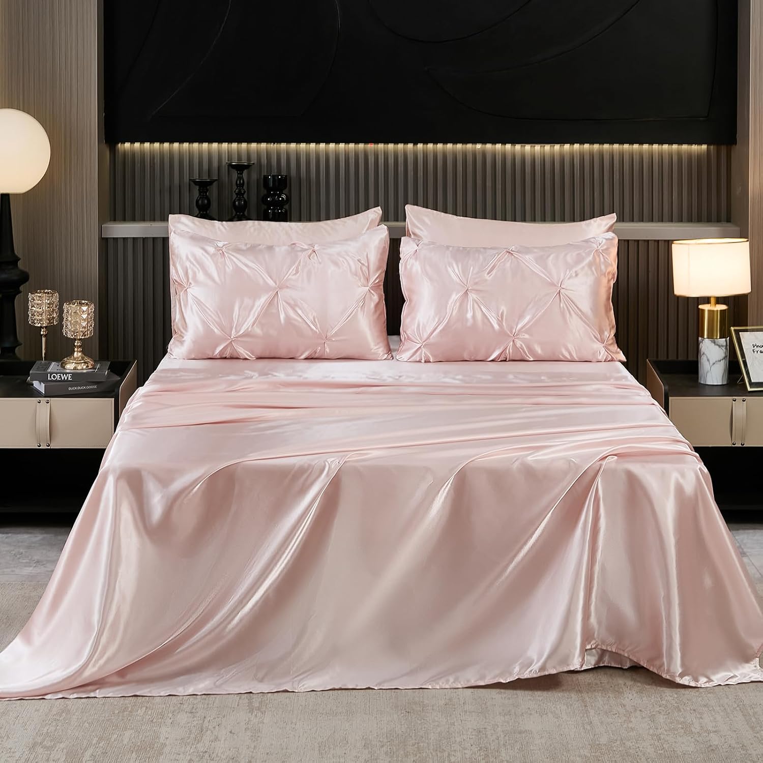 Bedbay Pink Satin King Comforter Set 10-Piece