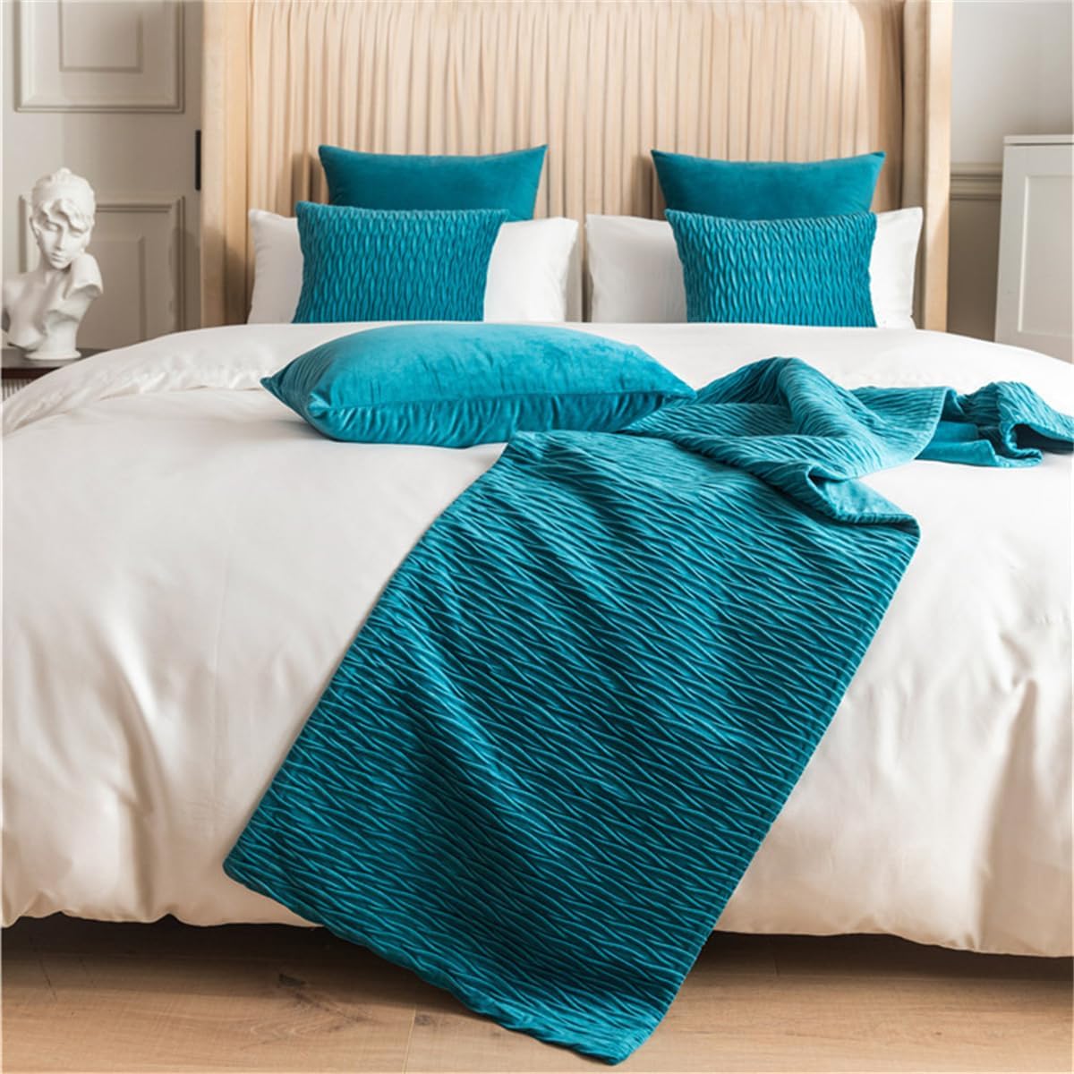 Bright Yellow Quilted Bed Runner Scarf Set