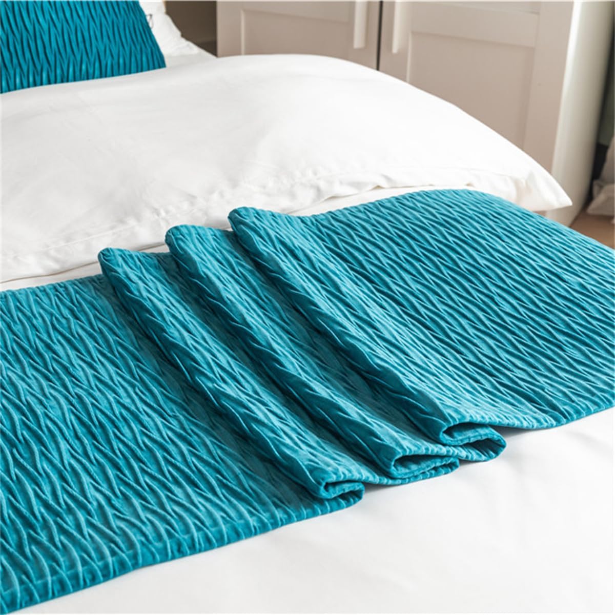 Bright Yellow Quilted Bed Runner Scarf Set