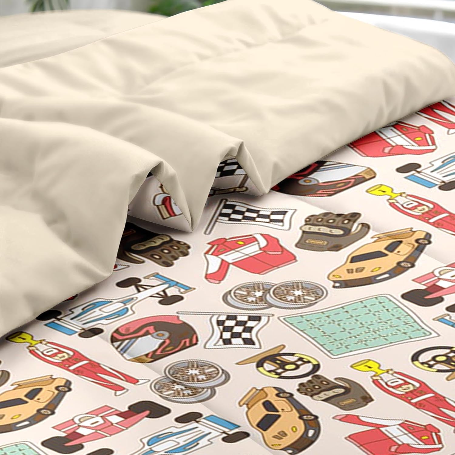 Pamnest Race Car Comforter Set Queen Size 7 Pcs