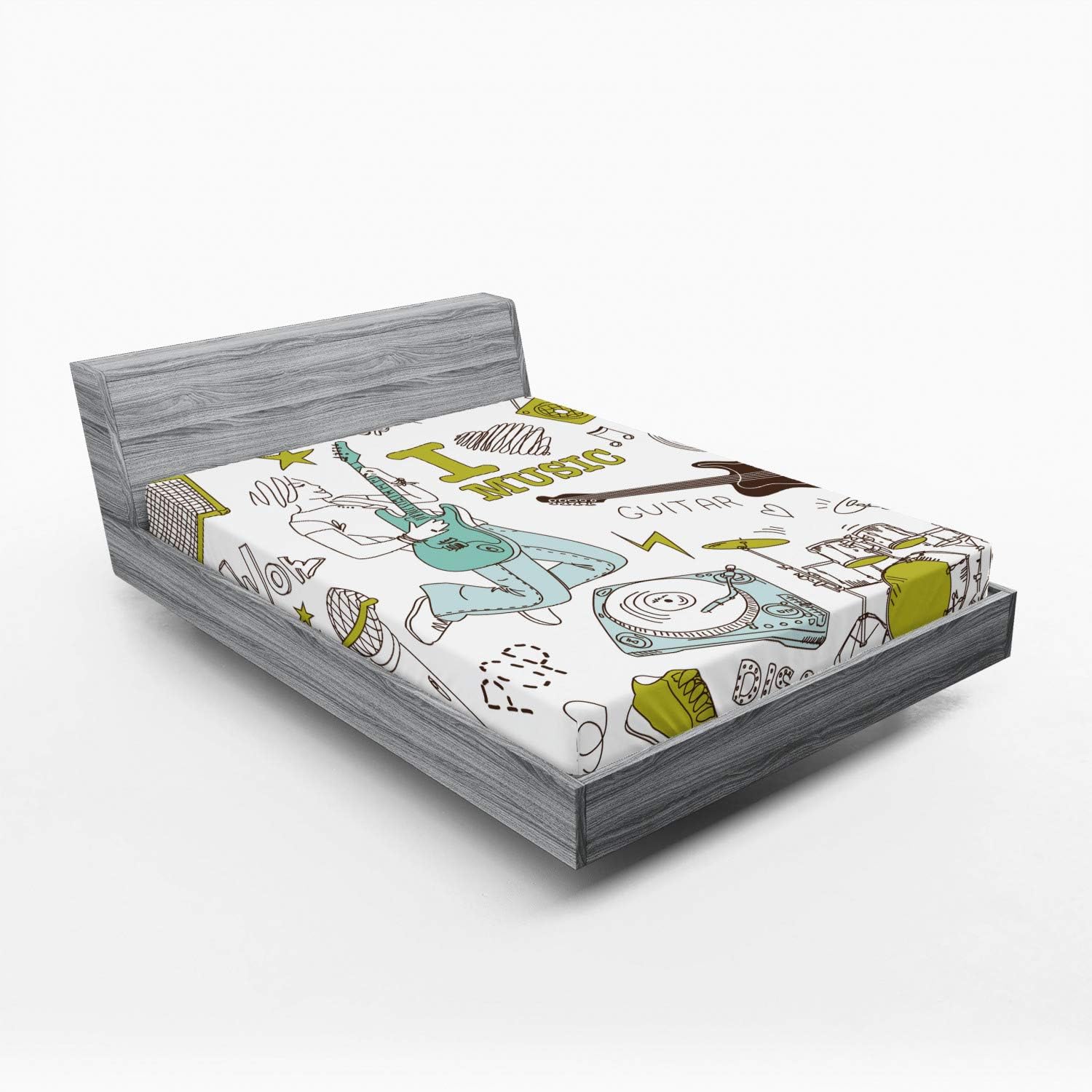 Ambesonne Popstar Party Fitted Sheet with Musician Girl Pattern