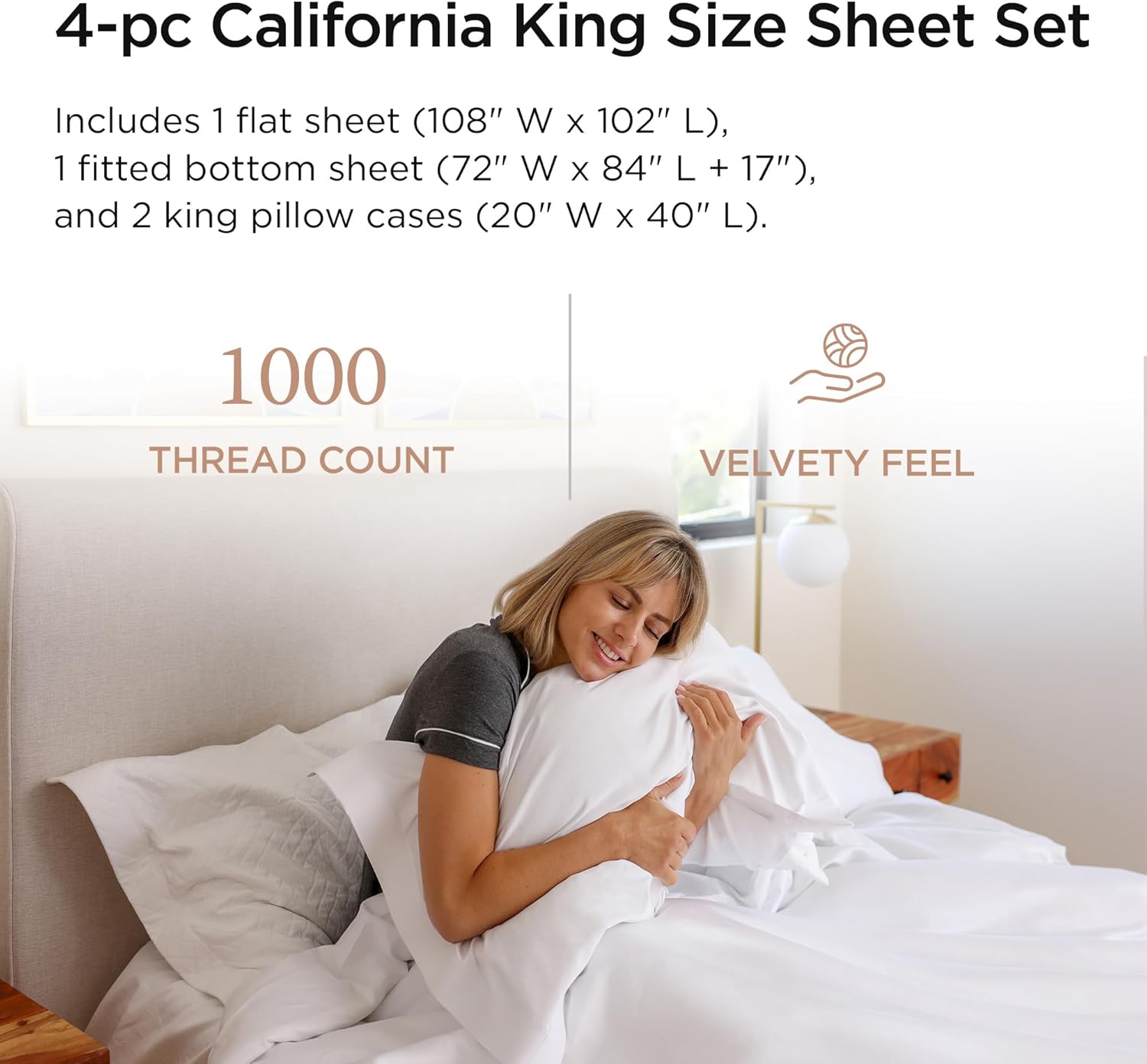 Threadmill Supima Cotton Sheets California King 1000 Thread Count 4 Pc Set