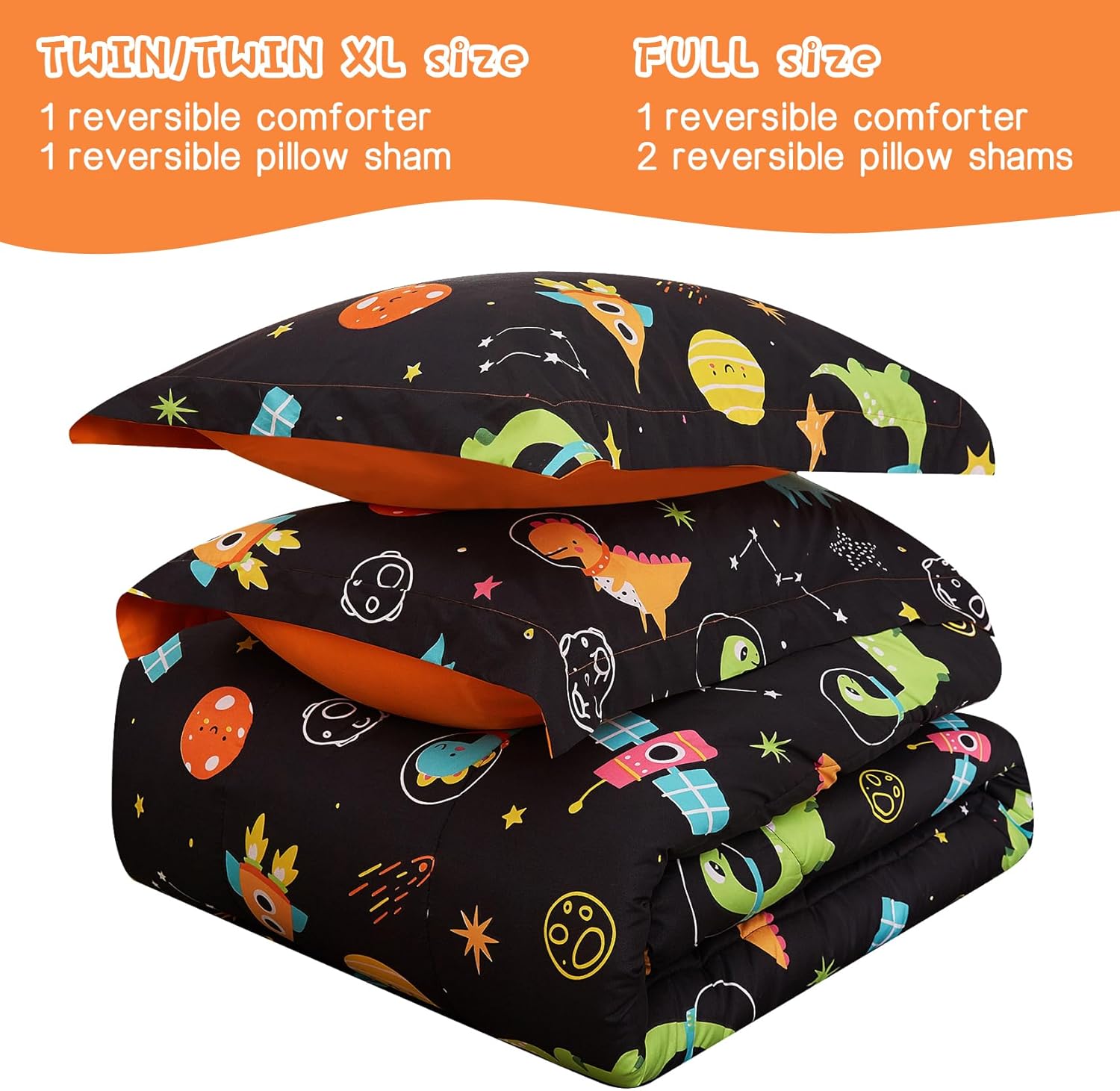 Yibeizi Space Dinosaur Kids Comforter Set for Boys Twin