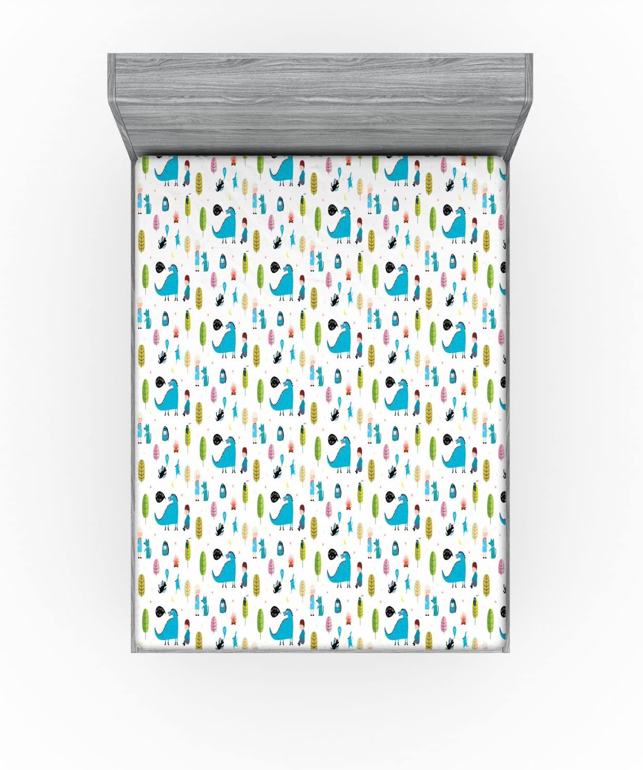 Ambesonne Dragon Fitted Sheet Multicolor California King