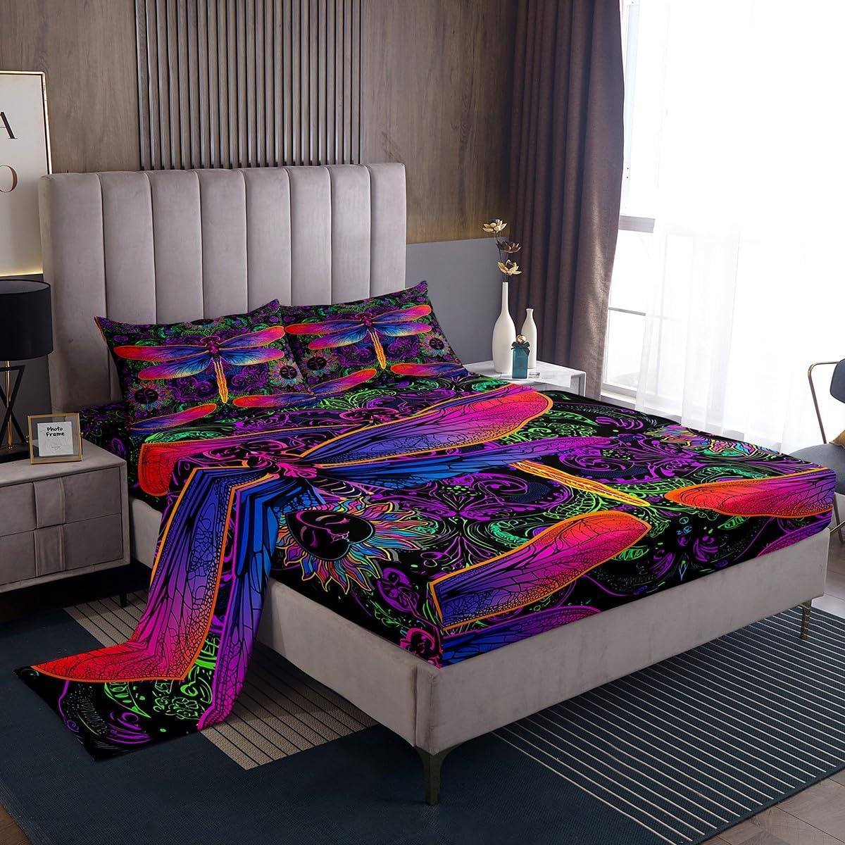 Erosebridal Dragonfly Bohemian Twin Sheet Set