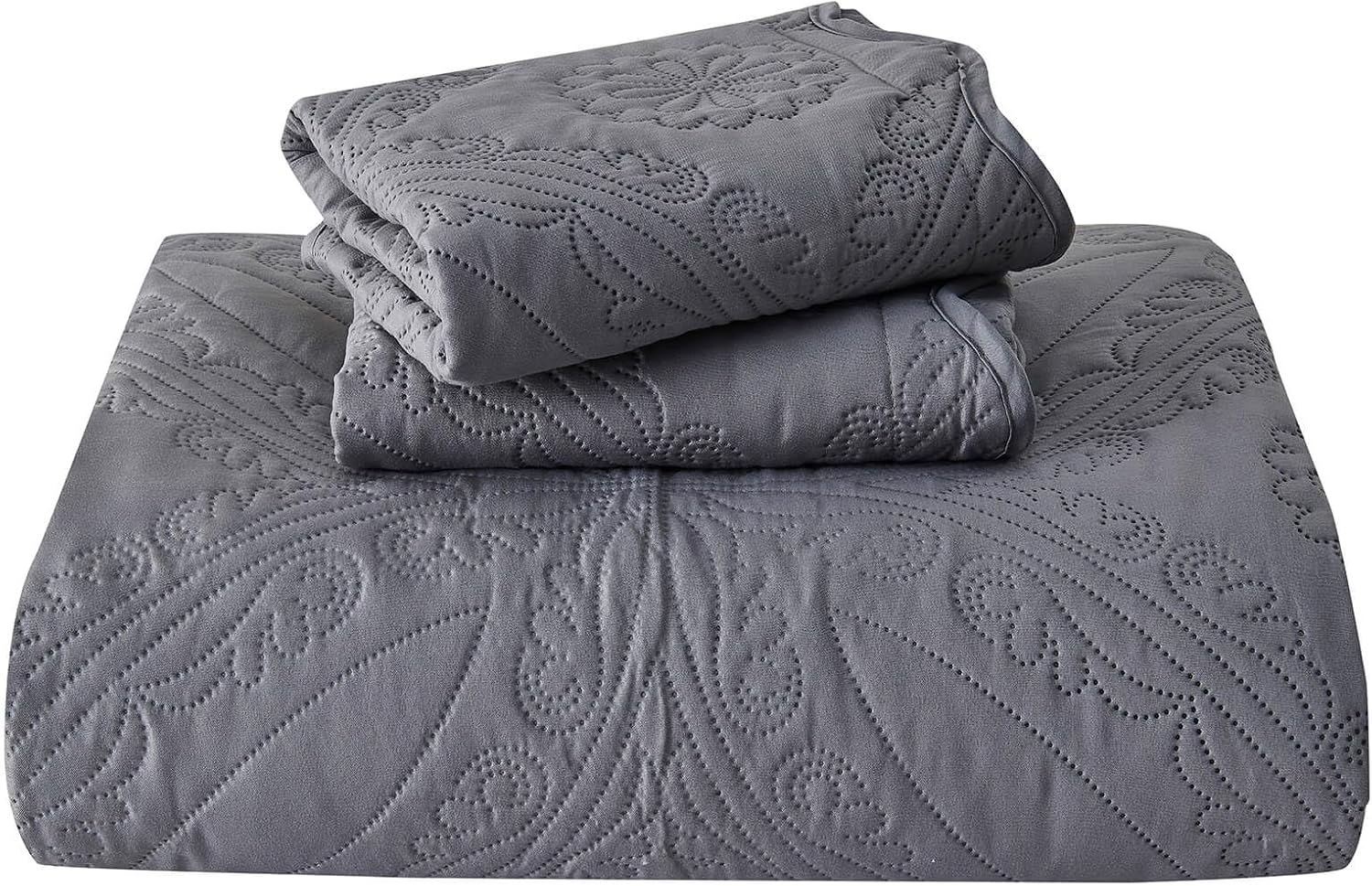 Kingnex Oversized King Bedspread Set 3 Piece Dark Grey 1