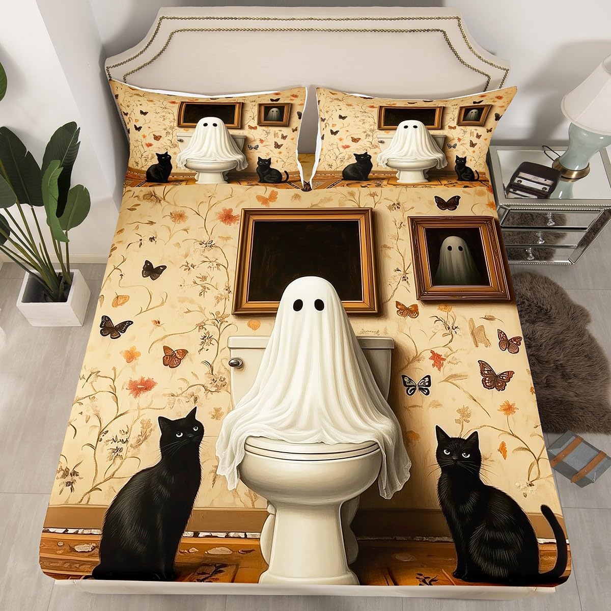 Castle Fairy Ghost Bedding Set Twin Size Microfiber Halloween Sheet Set