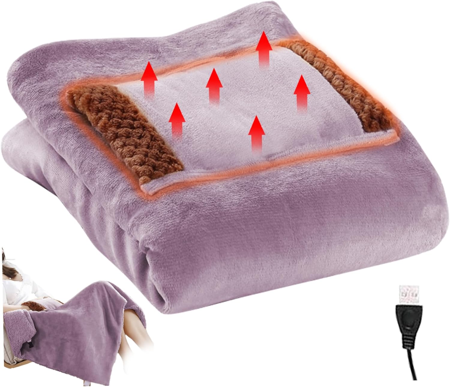 USB Heated Blanket 24x31 Inch with Large Pocket