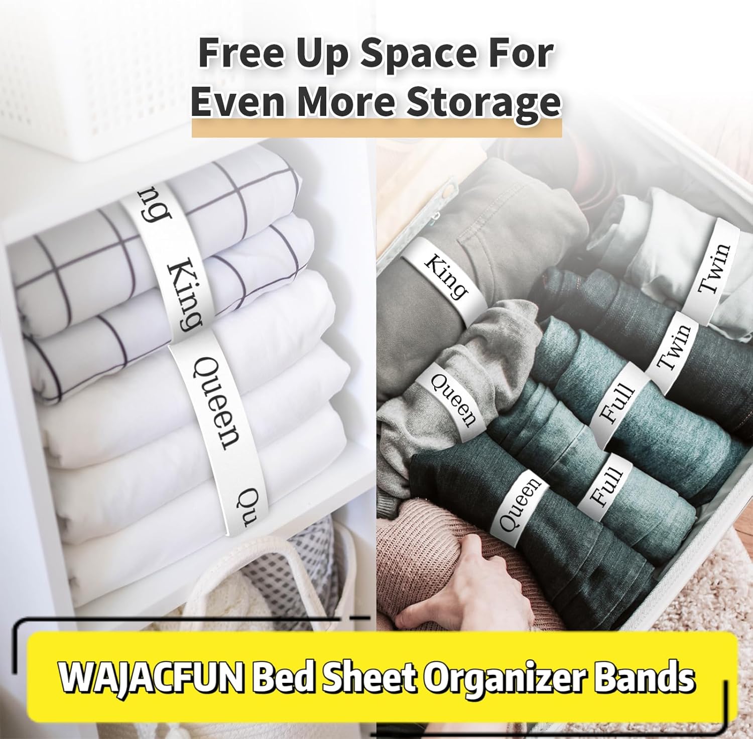WAJACFUN Bed Sheet Organizer Bands King 4 Pack
