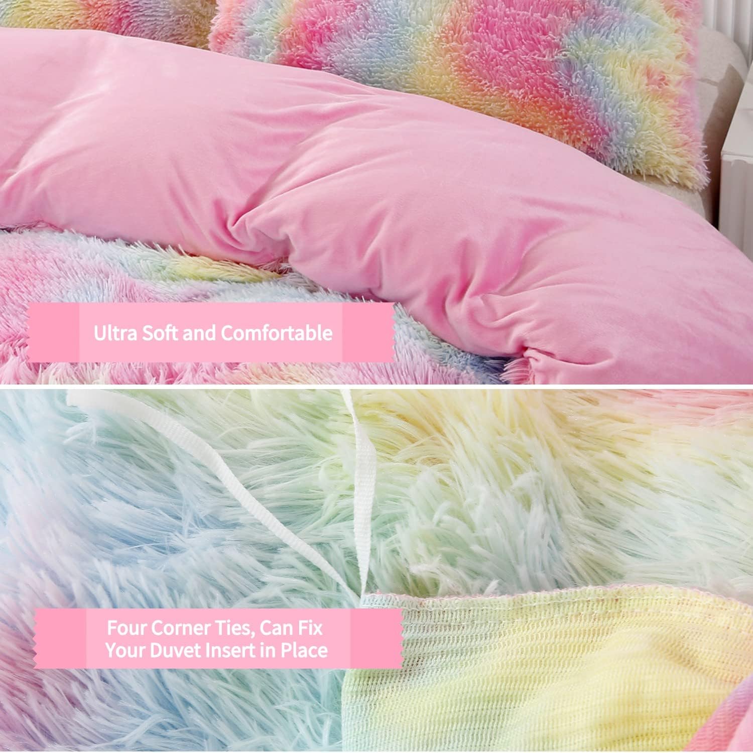 RYNGHIPY 3Pcs Rainbow Girls Duvet Cover Set Twin Size 1