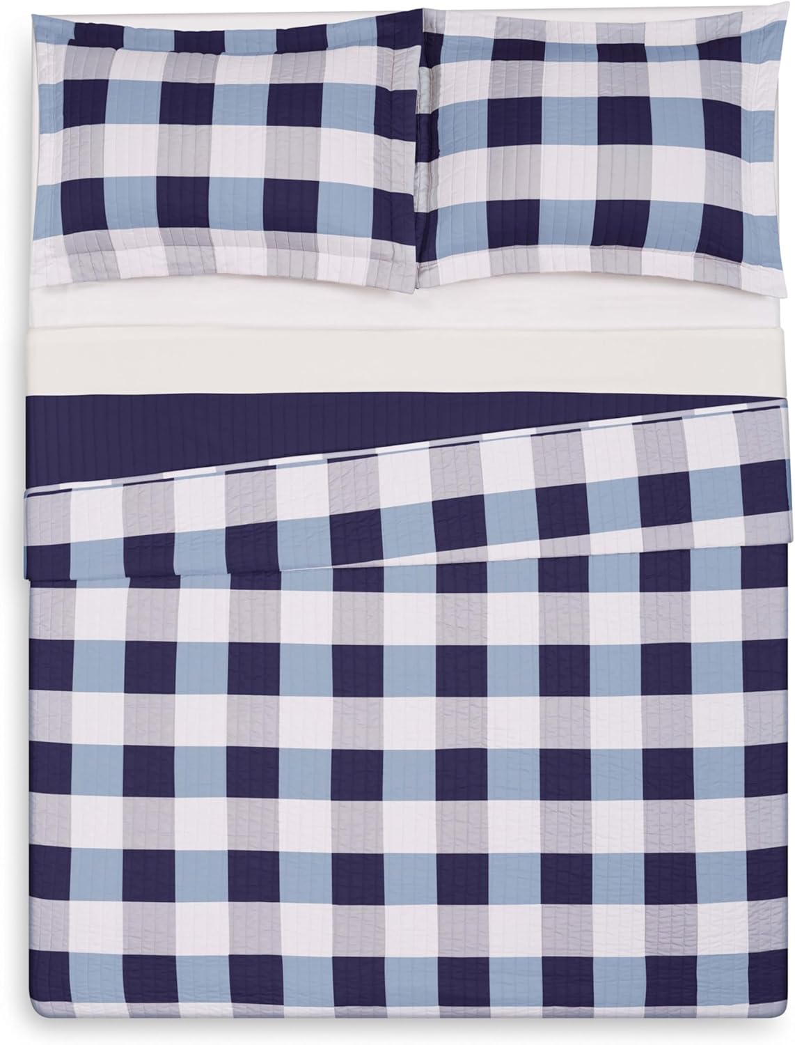 TRULY SOFT Navy Buffalo Plaid Twin XL Quilt Set