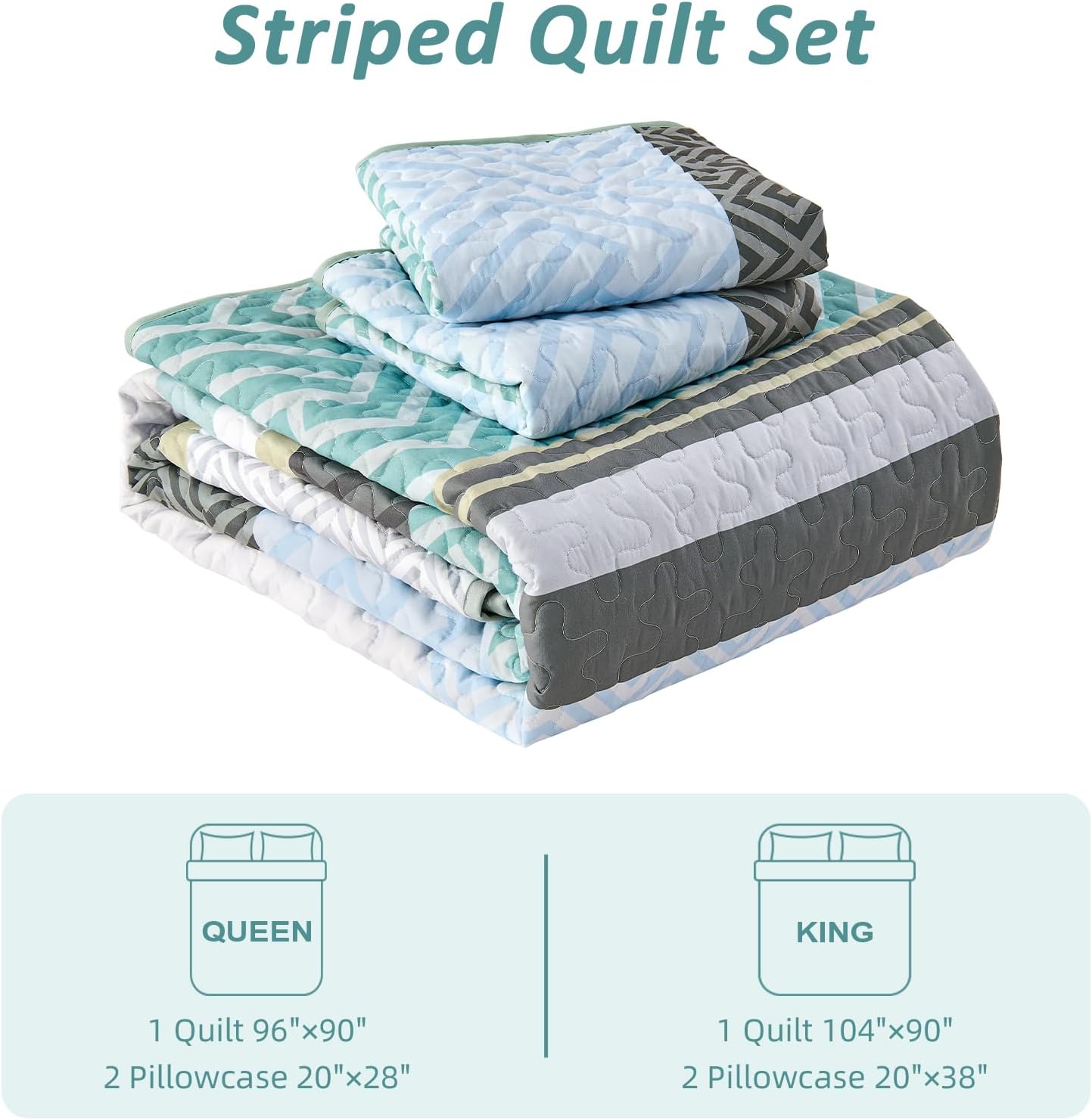 WONGS BEDDING King Size Quilt Set with 3 Pieces