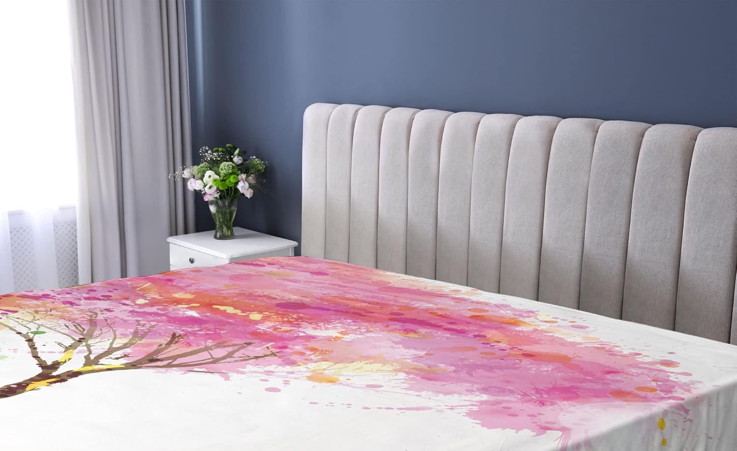 Ambesonne Spring Blossom Watercolor Sheet Set