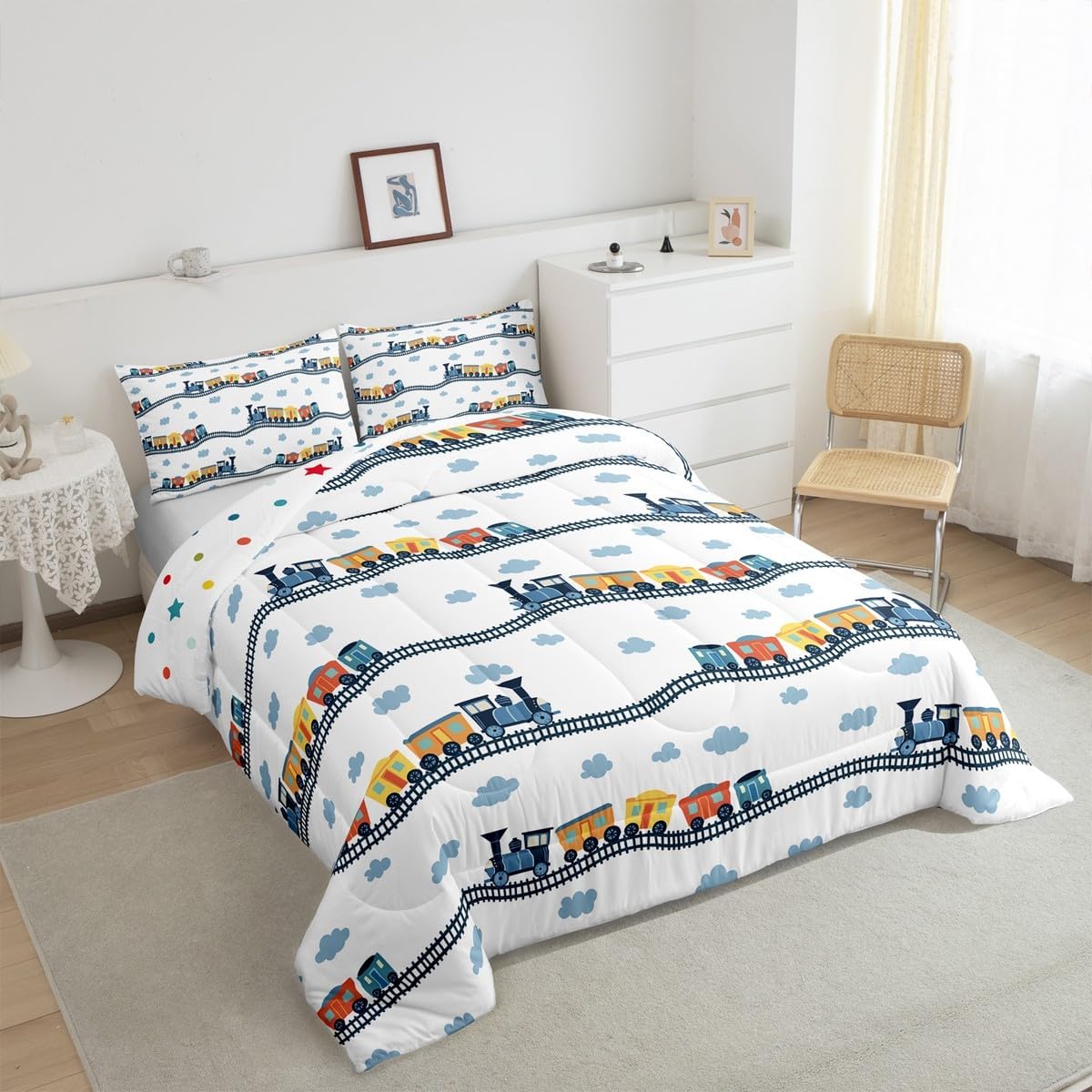 Erosebridal Kids Train Comforter Set Twin