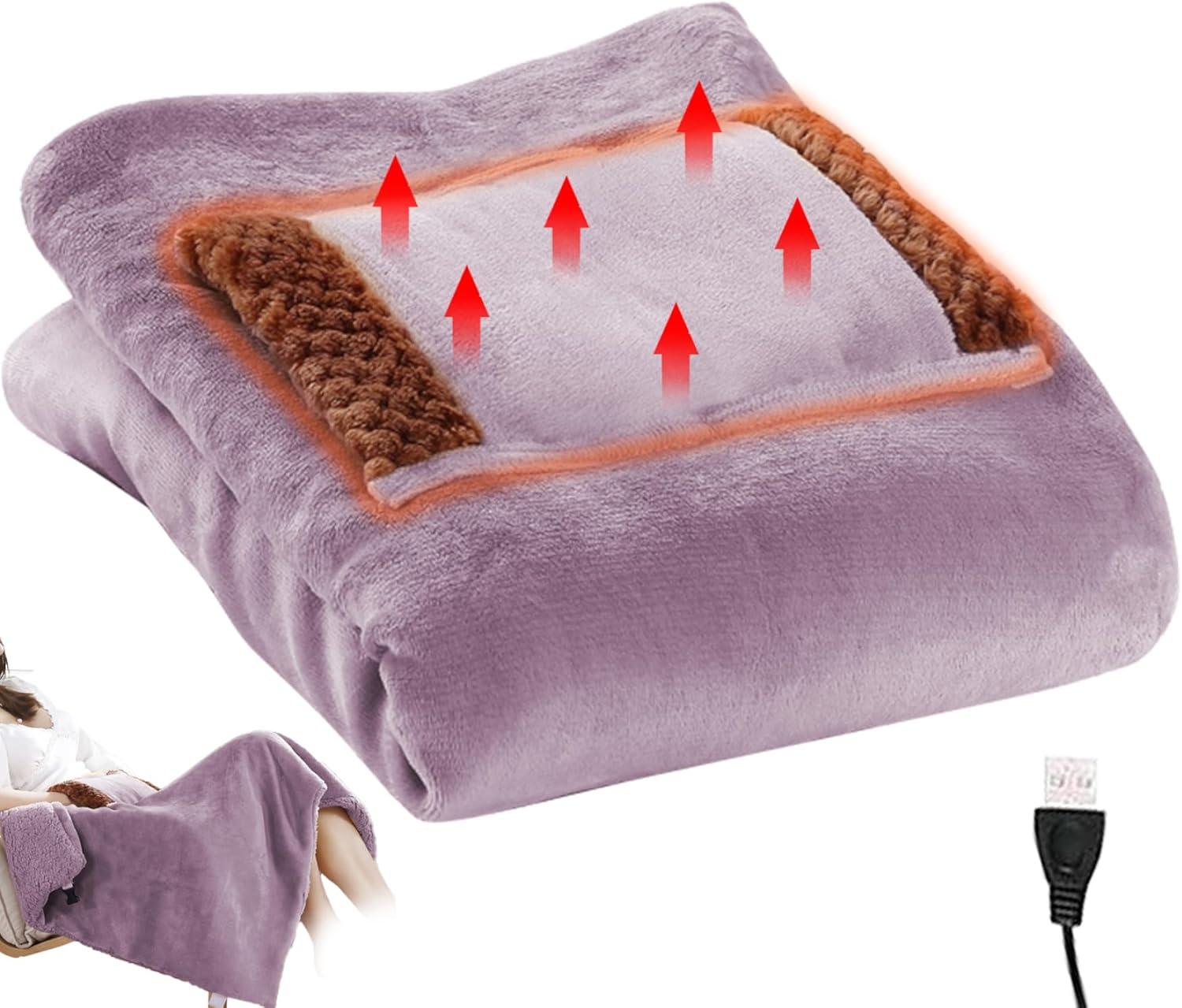 Nuelreva 24x31 Inch USB Heated Blanket with Large Pocket