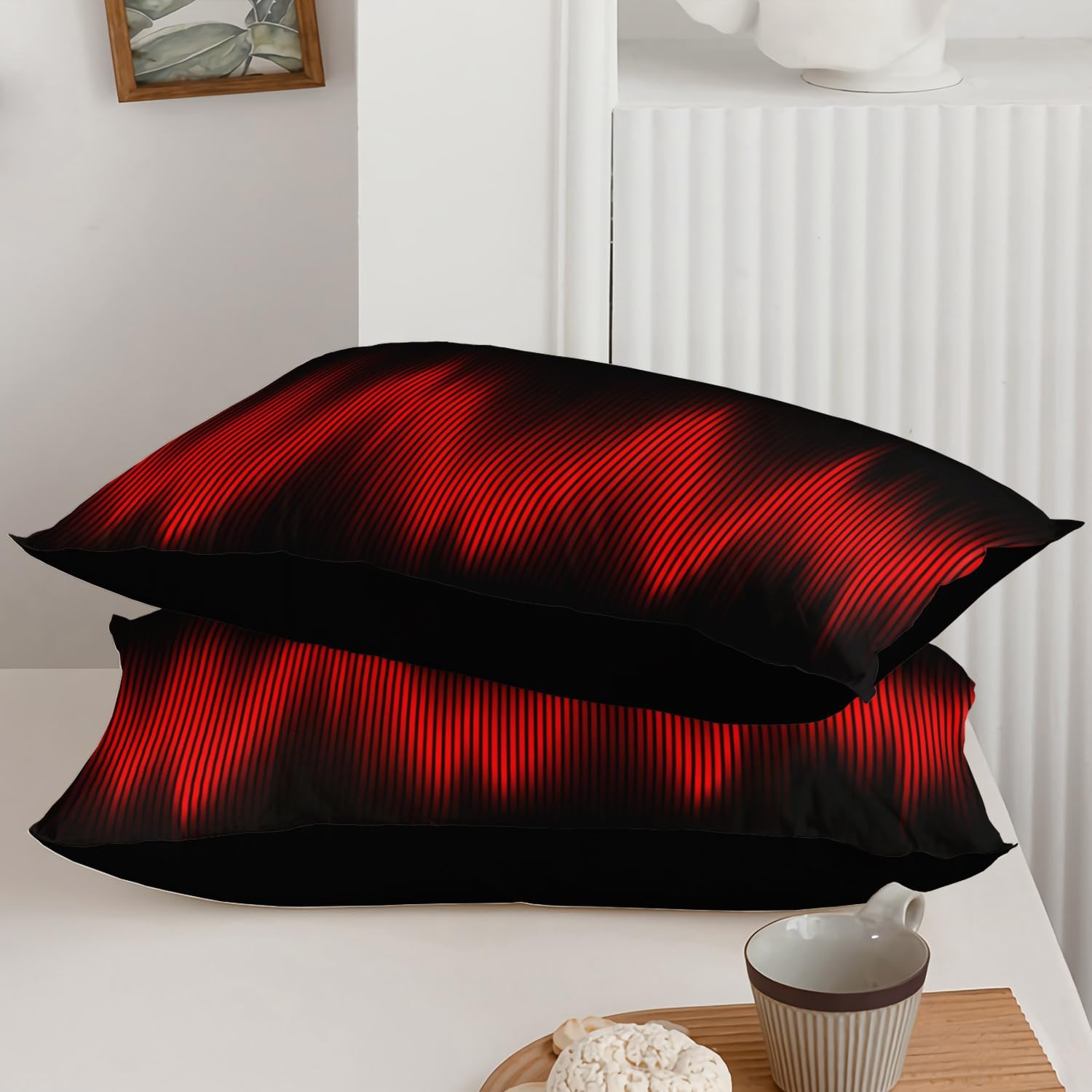 QOOMO Red Black Abstract Kids Comforter Set