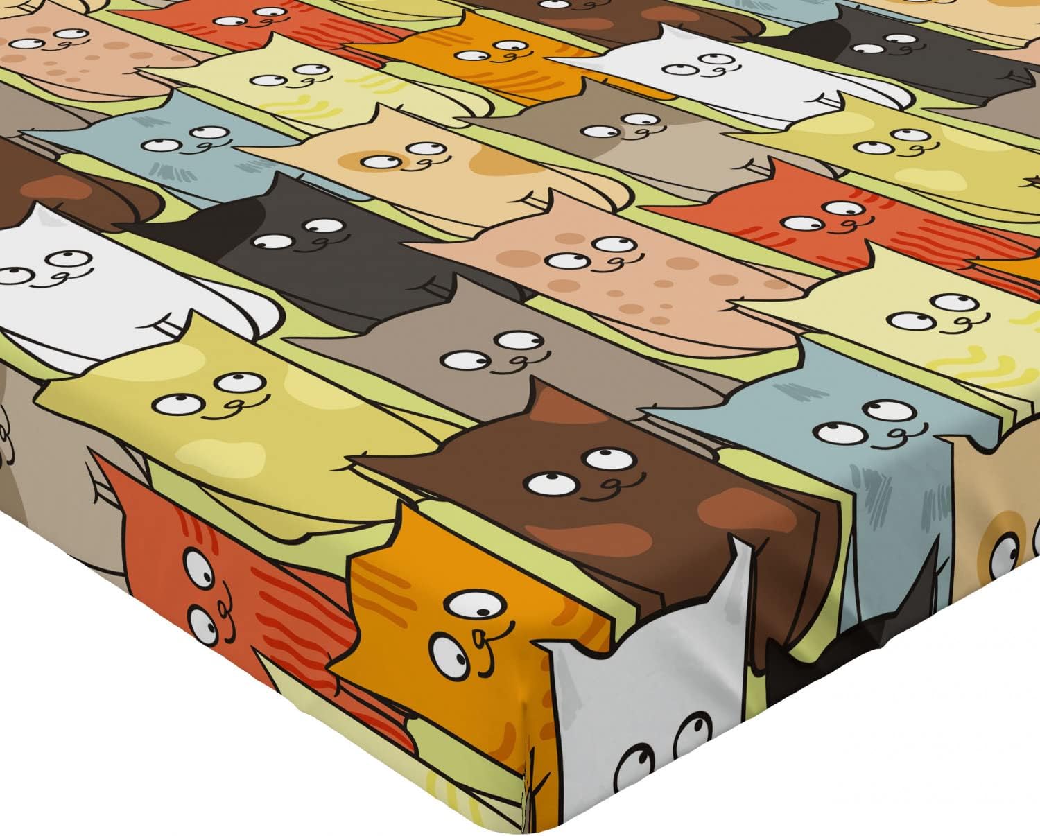 Ambesonne Funny Graphic Kitten Sheet Set