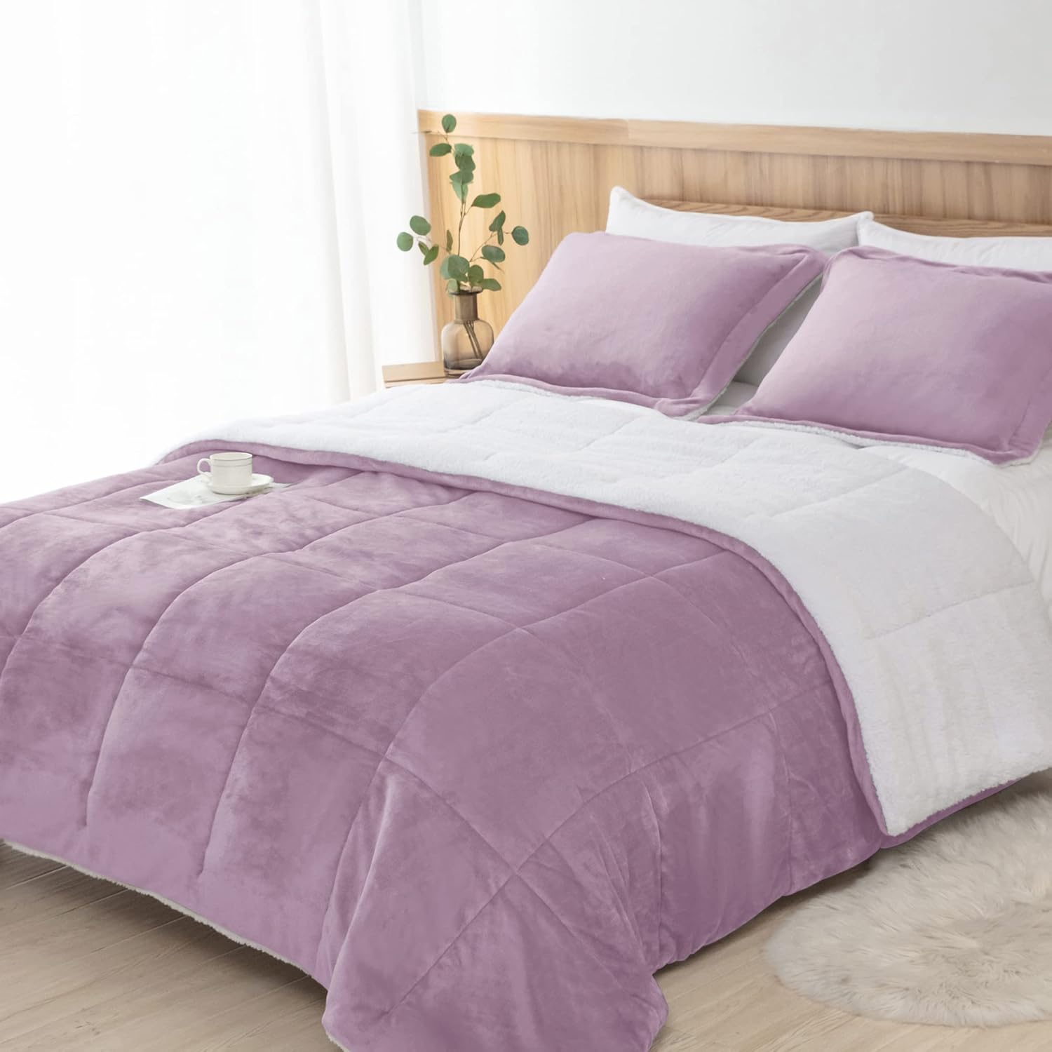 Seward Park Lavender Purple Sherpa Comforter Set Twin XL Size