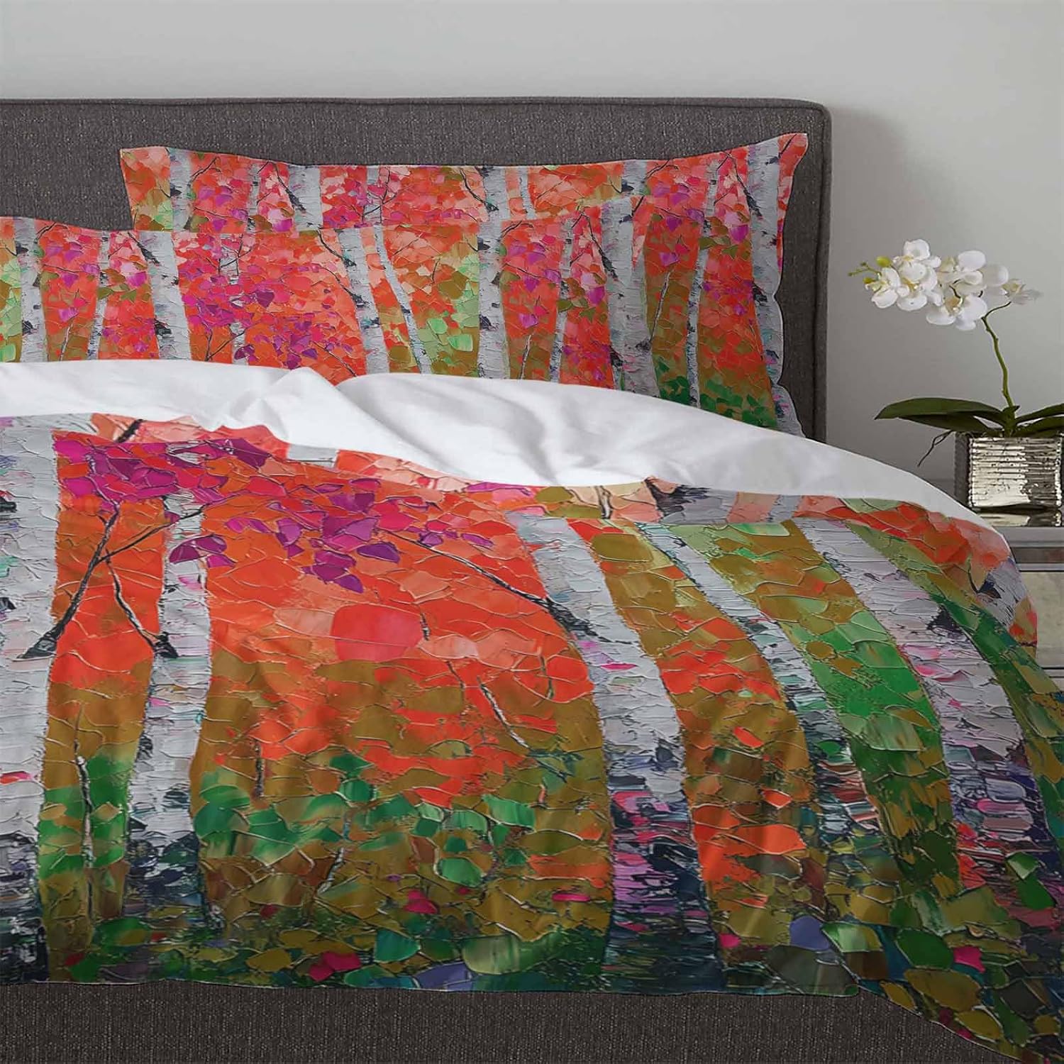 3 Piece Queen Bedding Set with Zipper Closure and Botanical Print