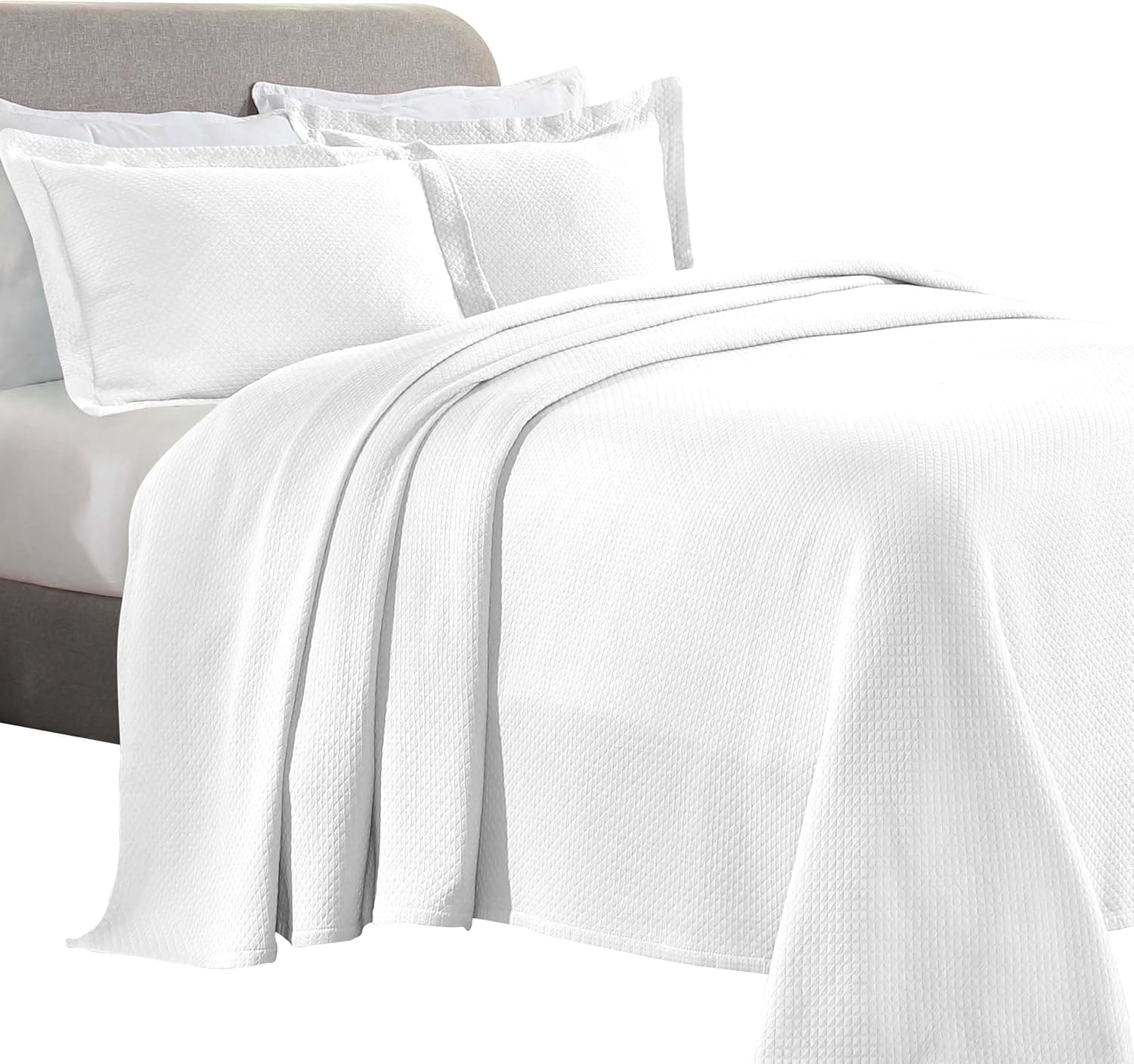 Superior Solitaire Cotton 2 Piece Bedspread Set Twin White
