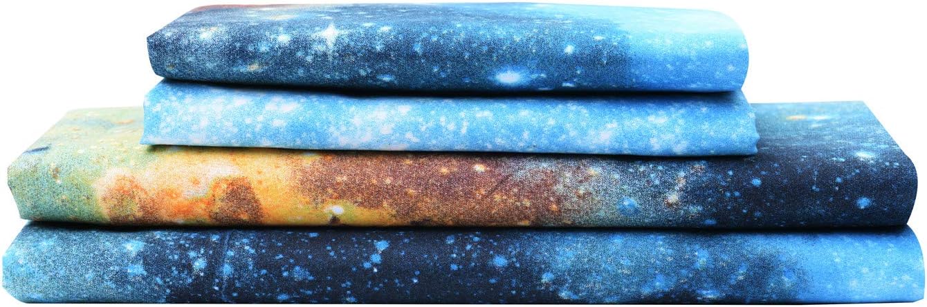Bedlifes Galaxy Outer Space Sheet Set Blue Queen 3 pcs