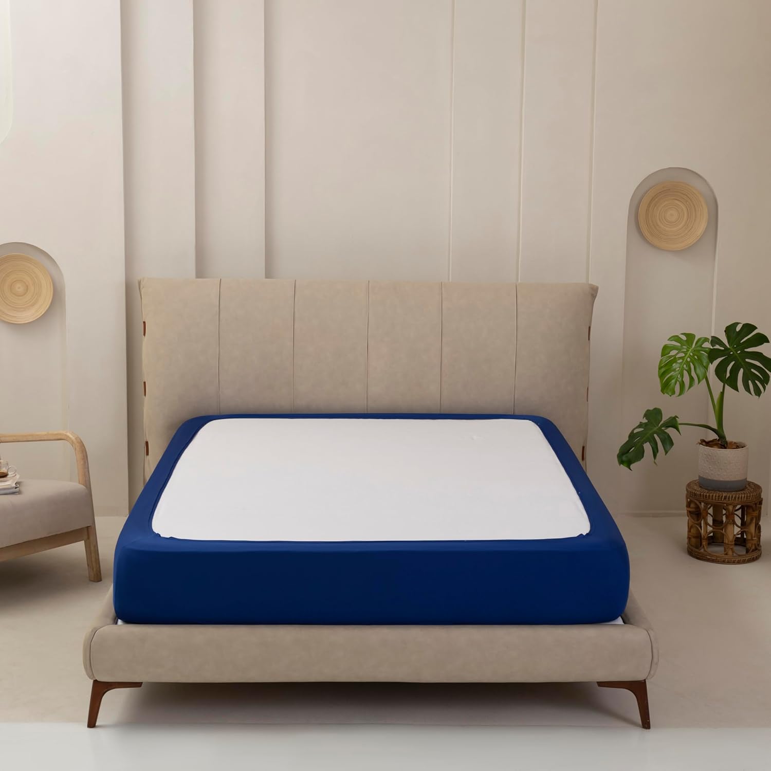 TSUTOMI Stretchy Box Spring Cover King Size Denim Blue 1