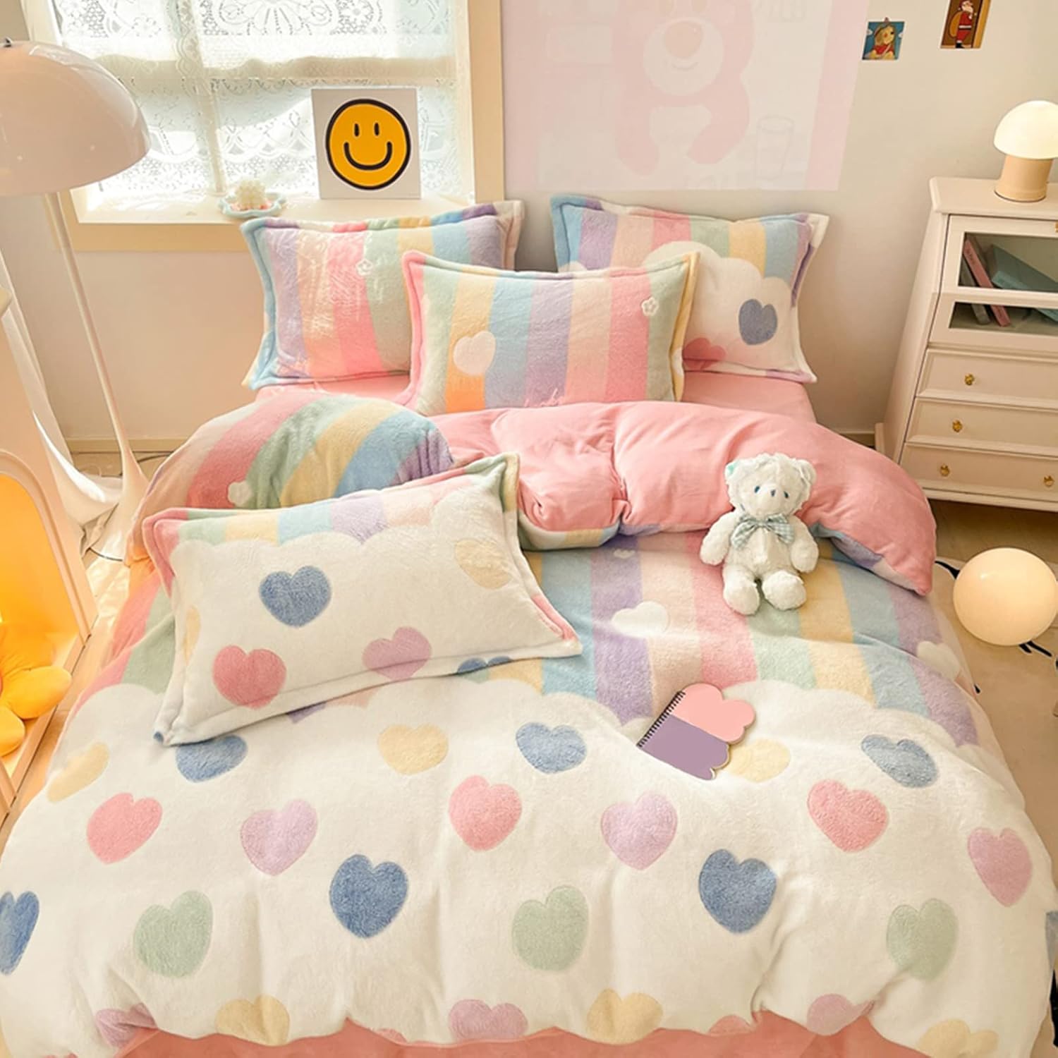 MorroMorn Pink Duvet Cover Queen with 3pcs Set