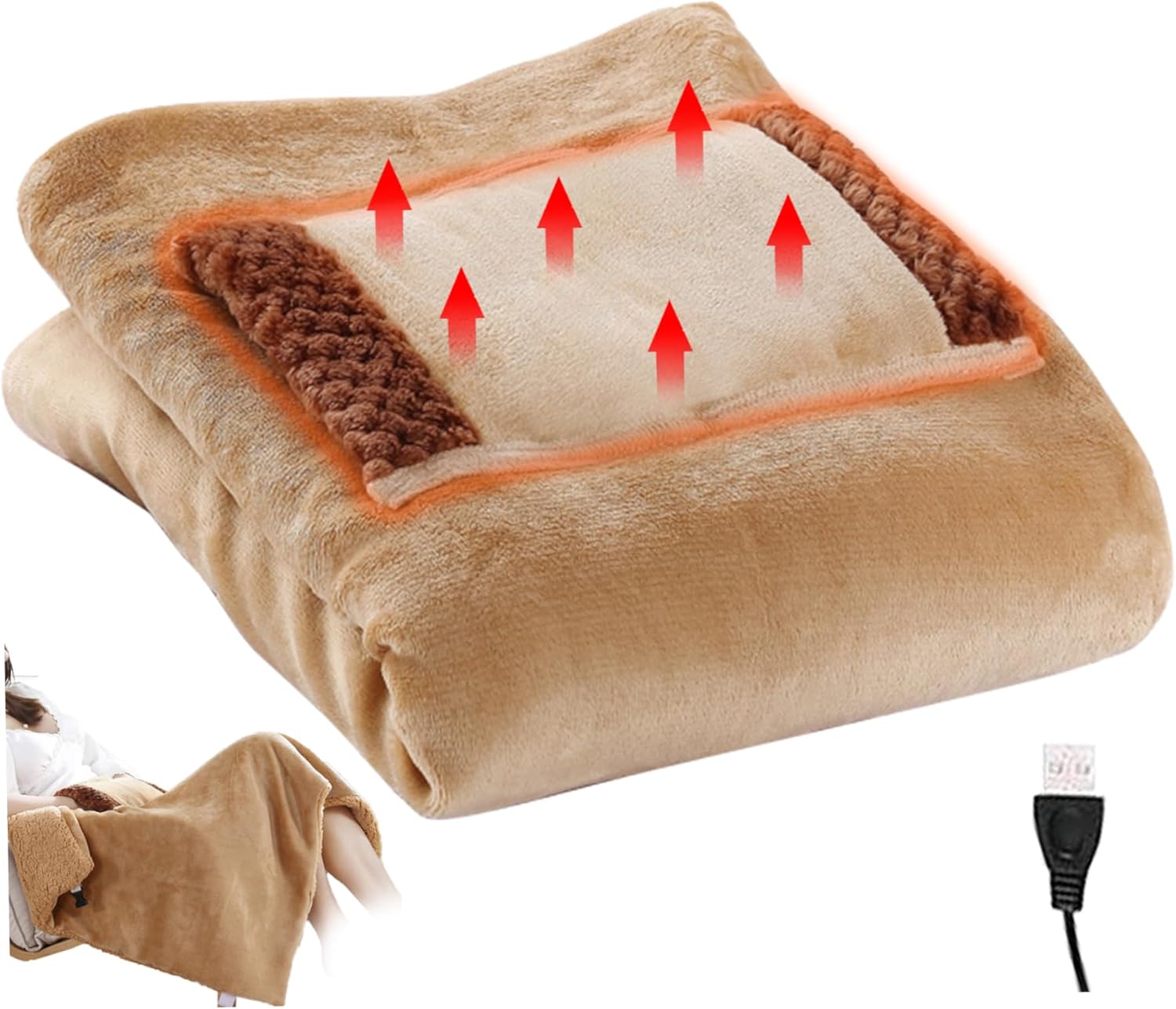 Nuelreva USB Heated Blanket 24x31 Inch Travel Throw