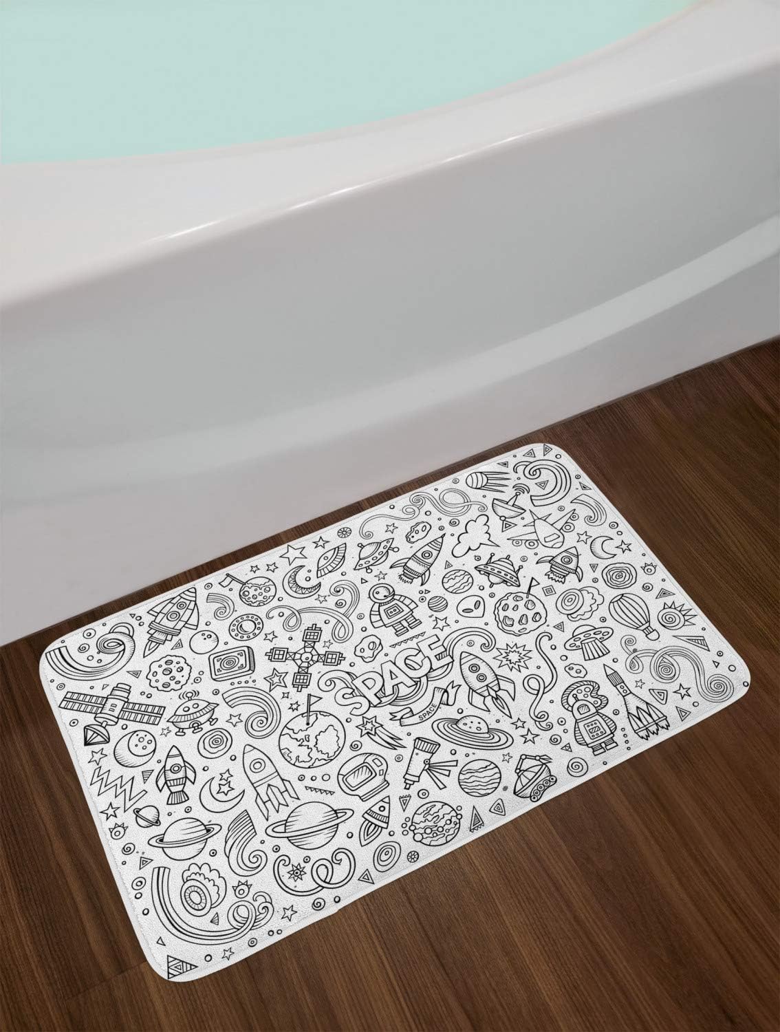 Ambesonne Cartoon Bath Mat 302 x 20 White Black