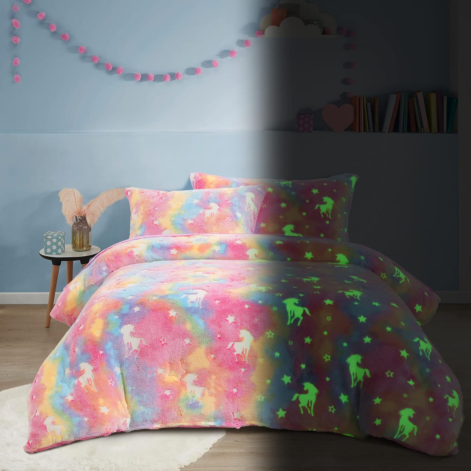 HOMBYS Glow in the Dark Comforter Set 5 Piece TwinTwin XL