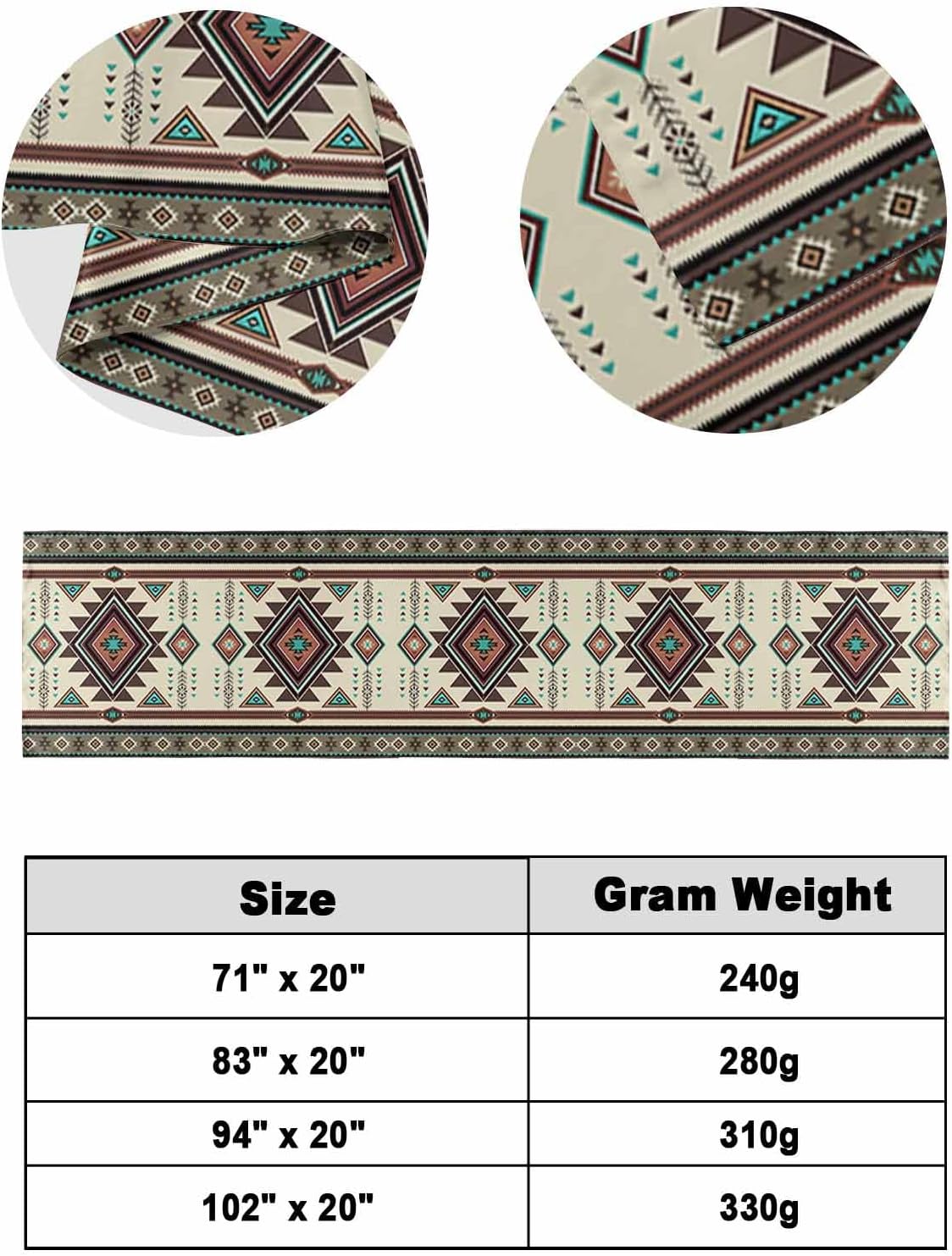 Ldtrchee Cal King Bed Runner - Native American Western Style 102x20in