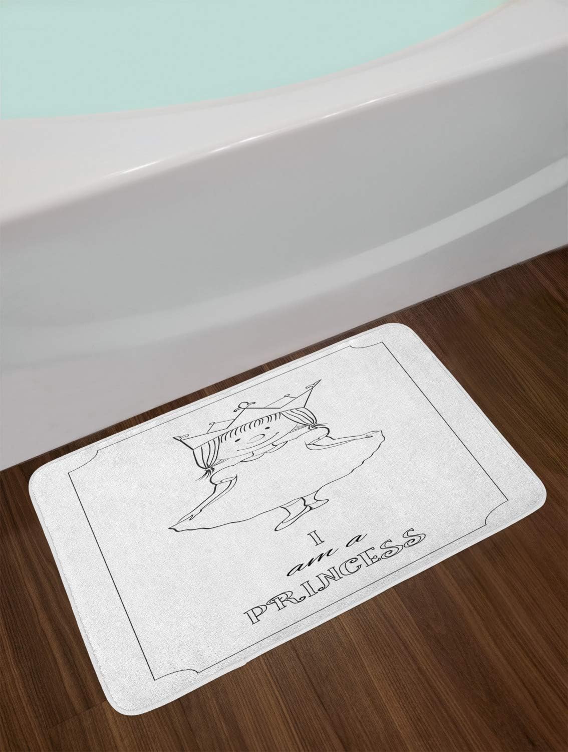 Ambesonne Cartoon Bath Mat with Crown Print Plush Non-Slip 302 x 20