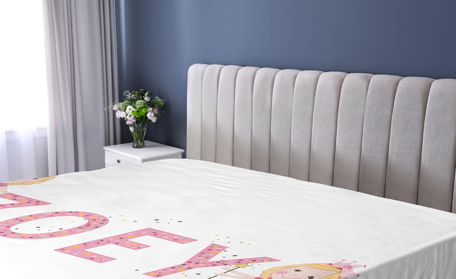 Ambesonne Zoey Fitted Sheet with Magic Creatures Design