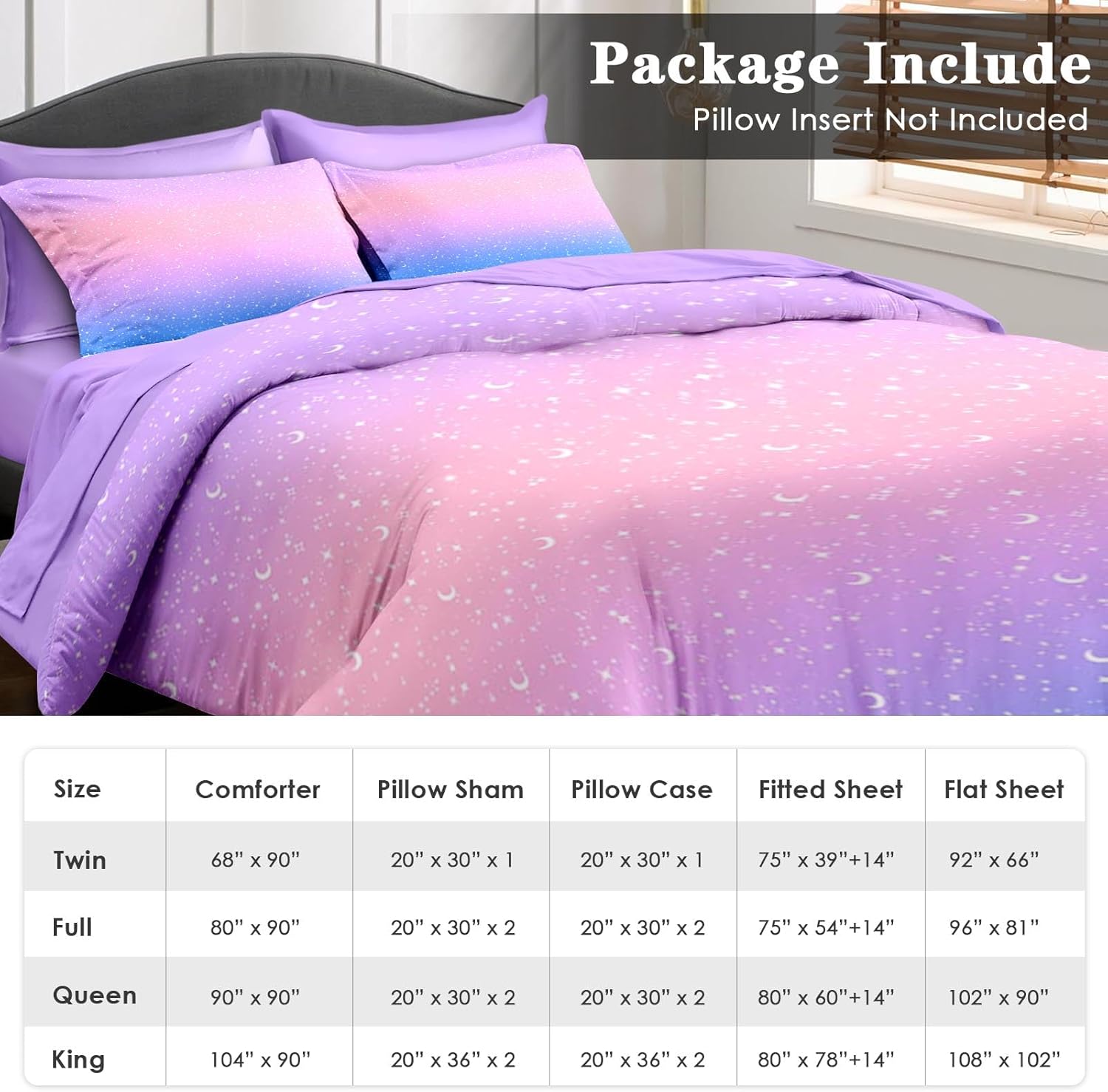 Pamnest Comforter Set Queen Size Star Pattern 7 Pcs