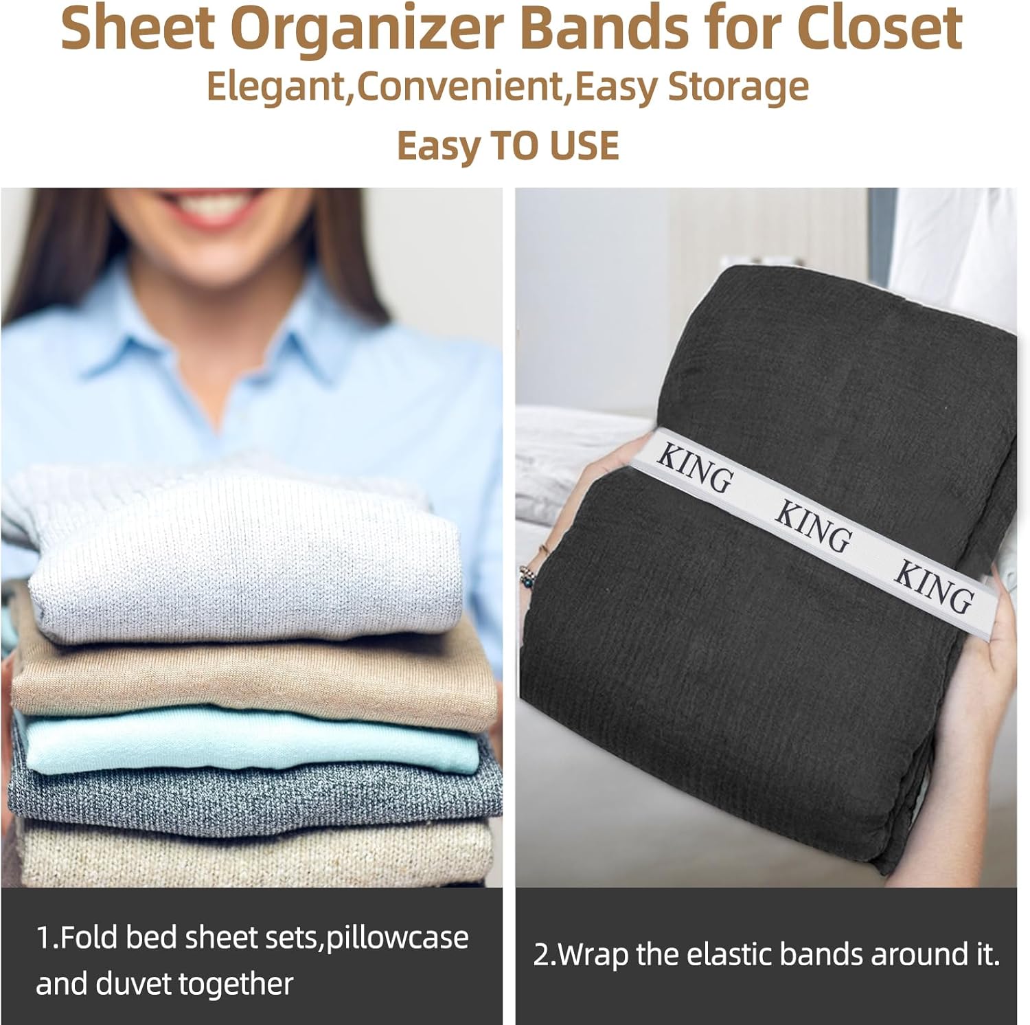 Damukoo Bed Sheet Organizer Bands - 4PCS Queen Pack