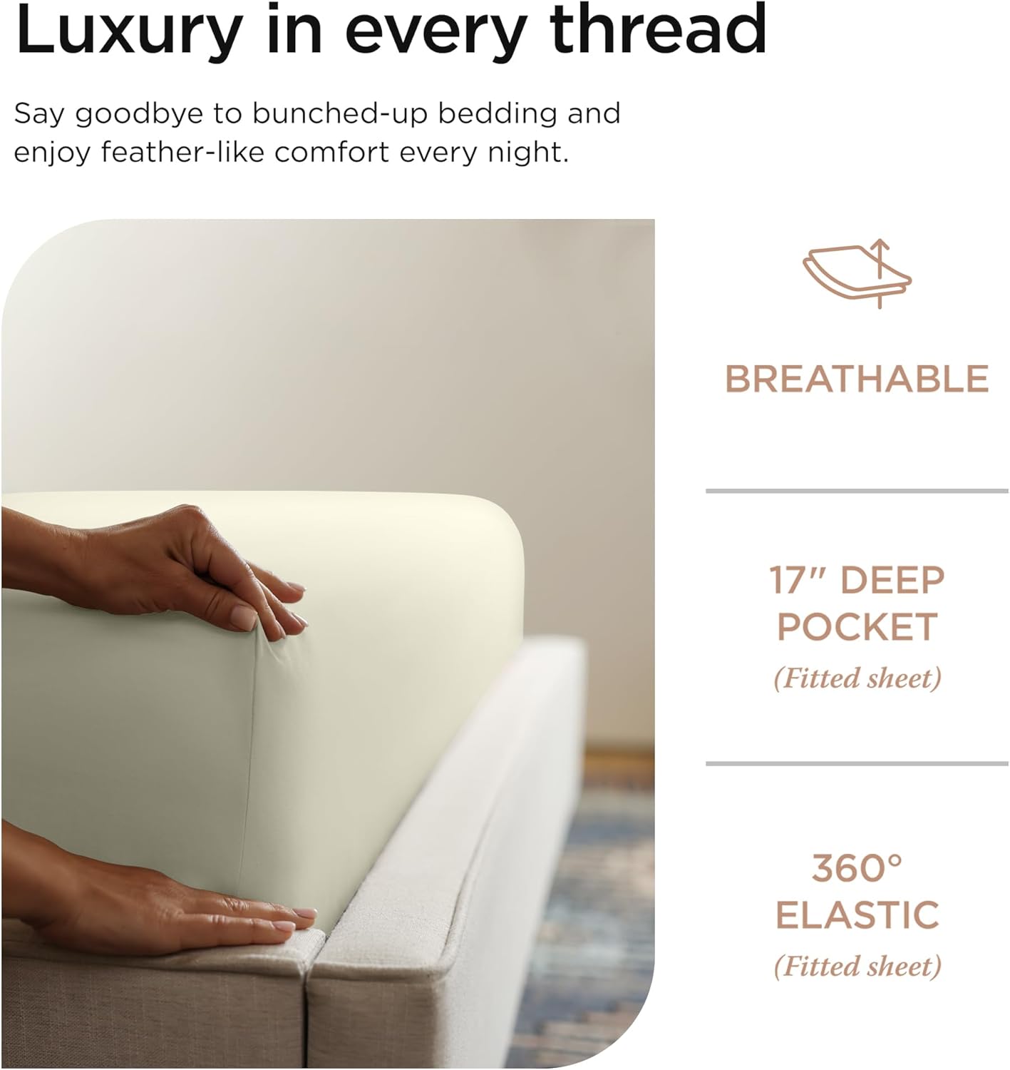 Threadmill 100 Supima Cotton Sheets 1200 Thread Count Cal King Set Ivory