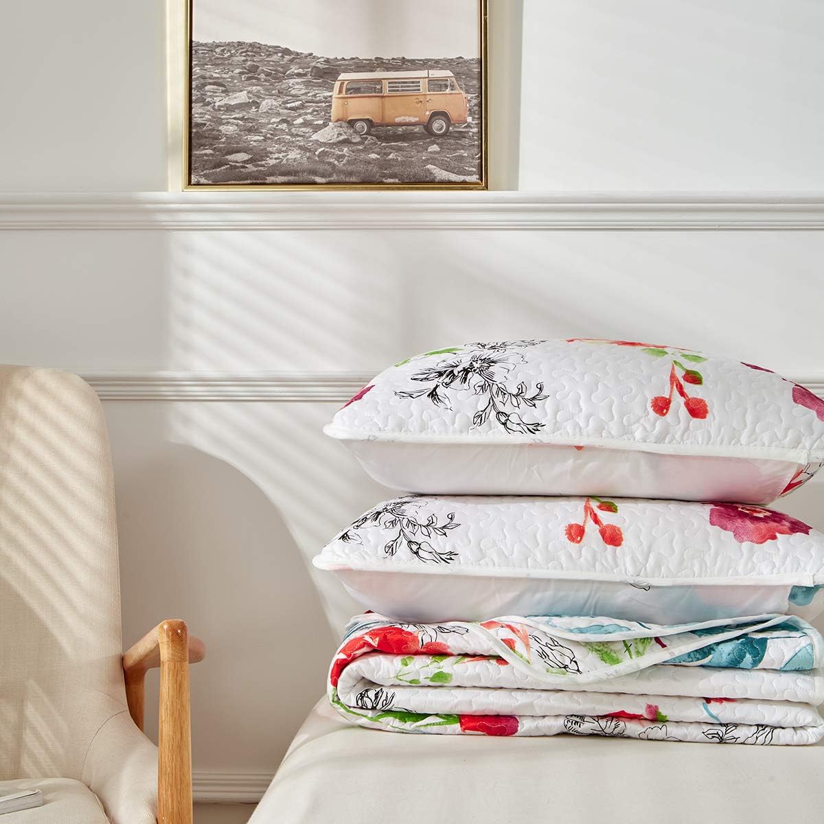 UOZZI BEDDING 3-Piece Queen Reversible Quilt Set