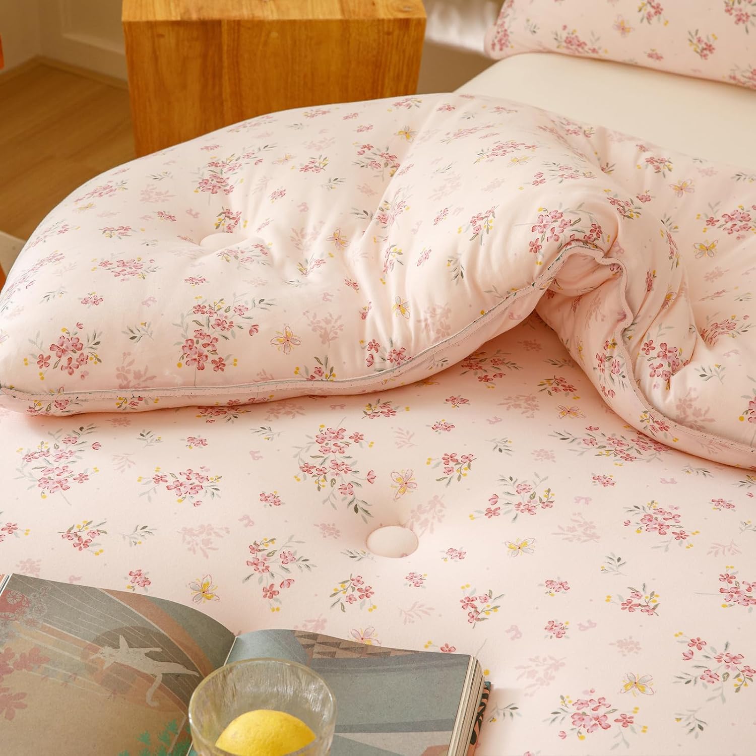 Doimier 2PCS Toddler Bedding Set Pink Petals