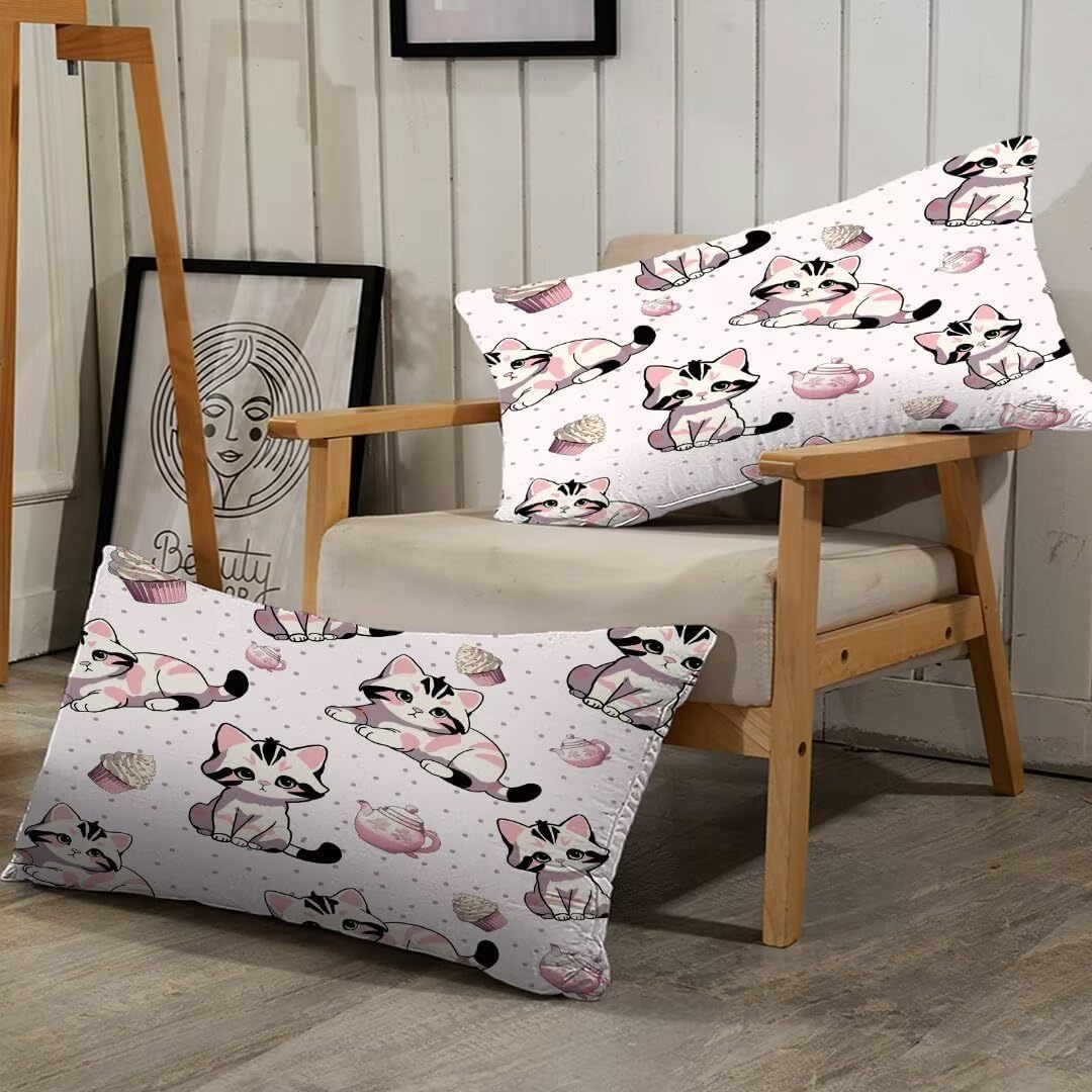 Pink Cat Comforter Set Twin Size for Girls 1