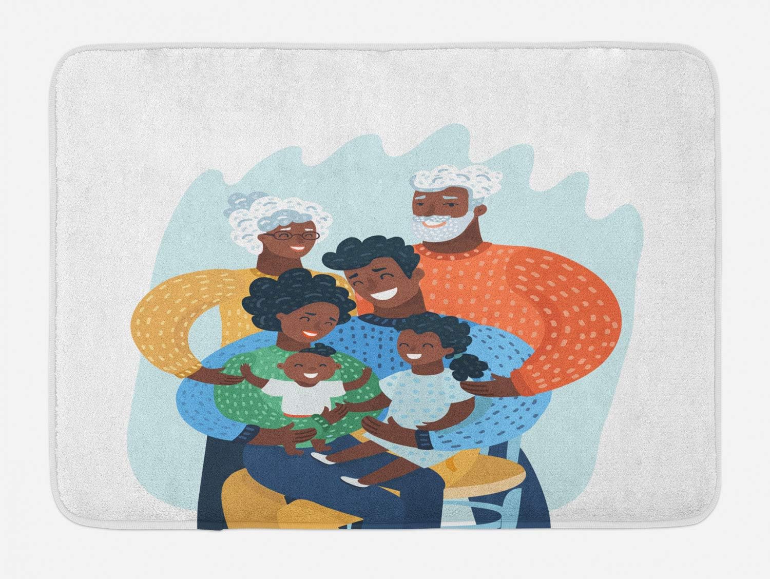 Ambesonne Family Bath Mat with Non-Slip Backing and Cartoon Illustration