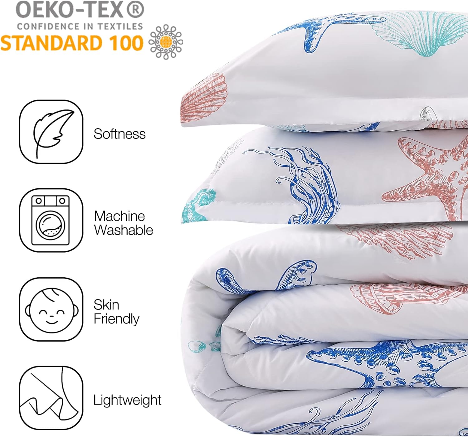 JSD Beach Theme Kids Comforter Set Twin Size