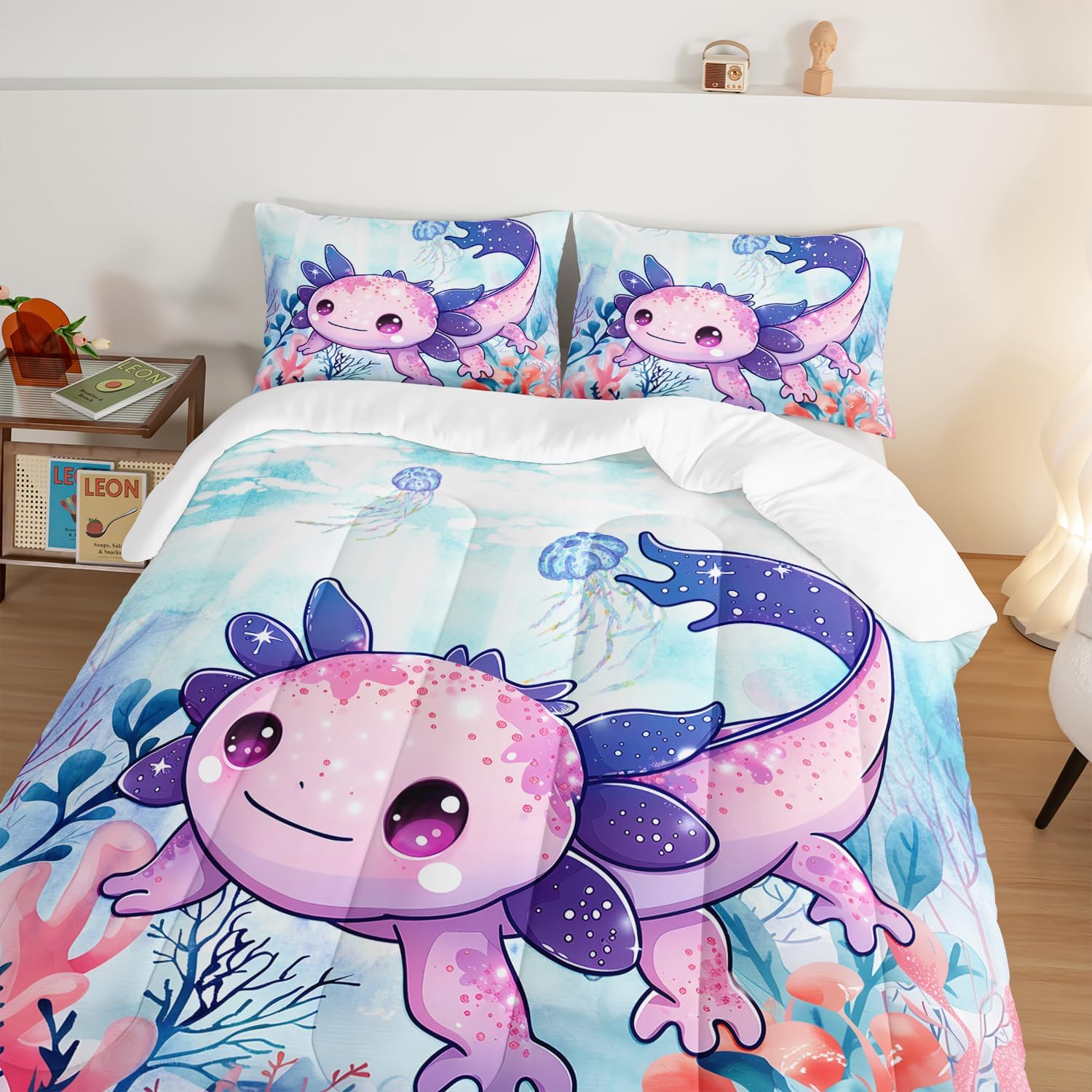 Cute Axolotl Comforter Set Twin Size