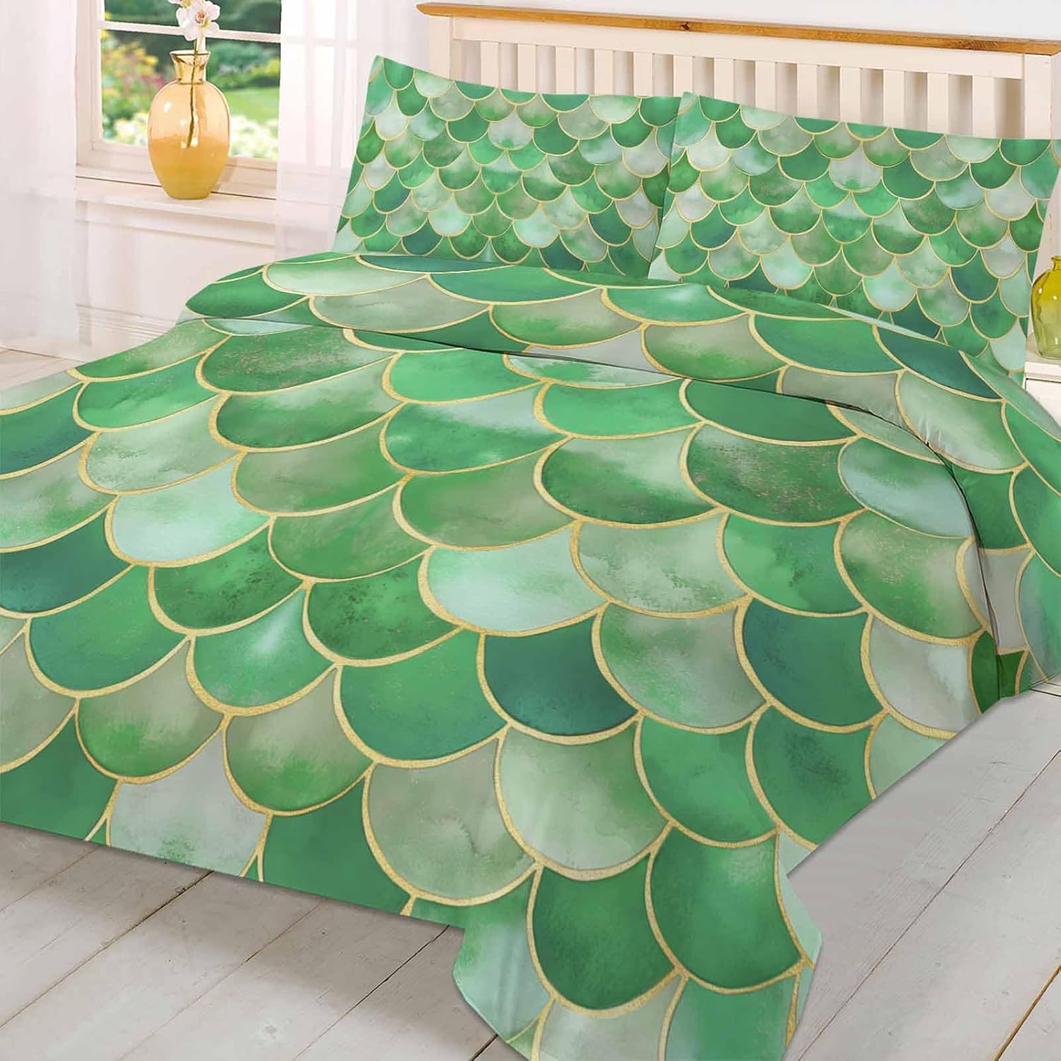 3-Piece Bedding Set with Zipper Closure and Abstract Ocean Pattern