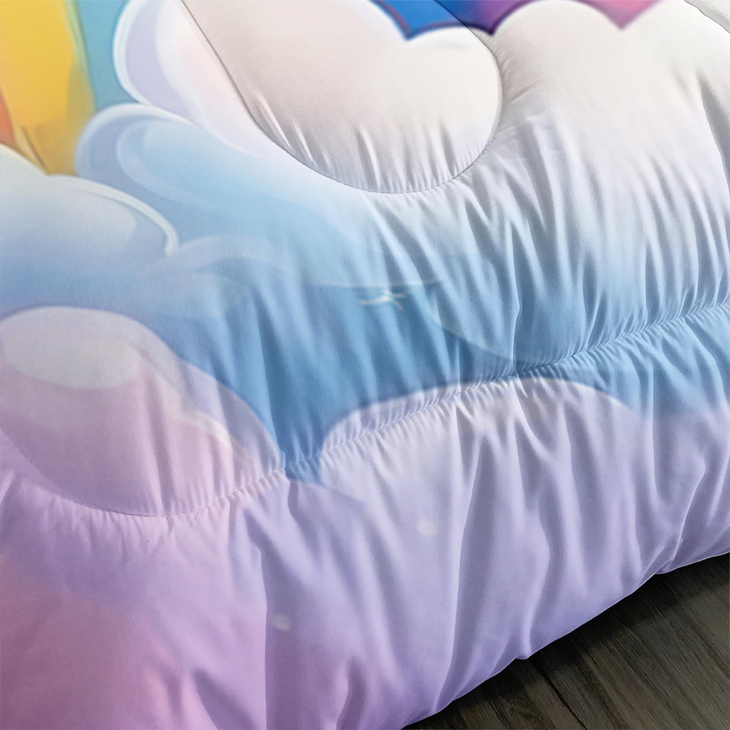 XYNHML Pink Blue Unicorn Comforter Set 3pcs Twin